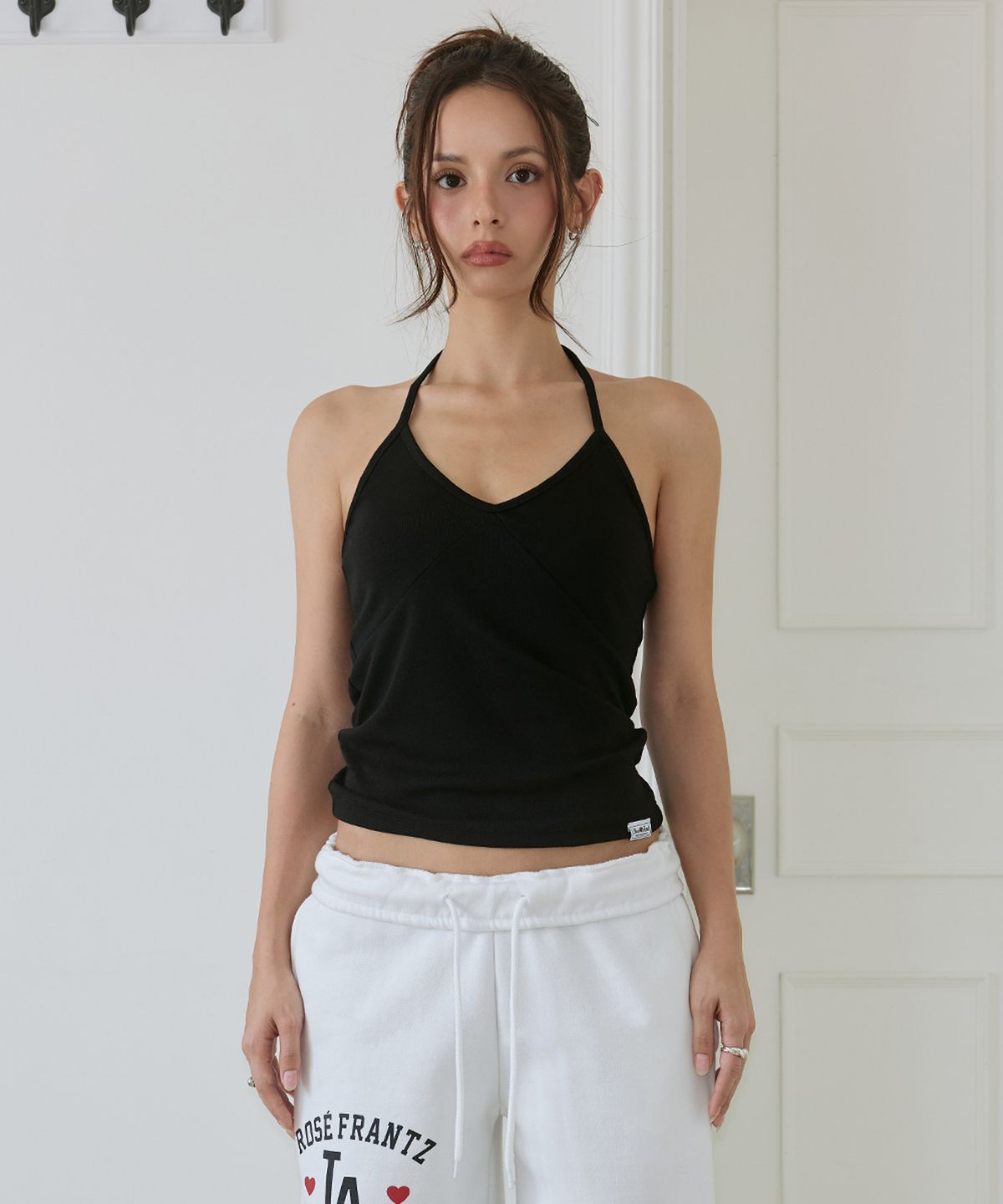 로제프란츠(ROSEFRANTZ) Halter Neck Layered Tank Top [Black]