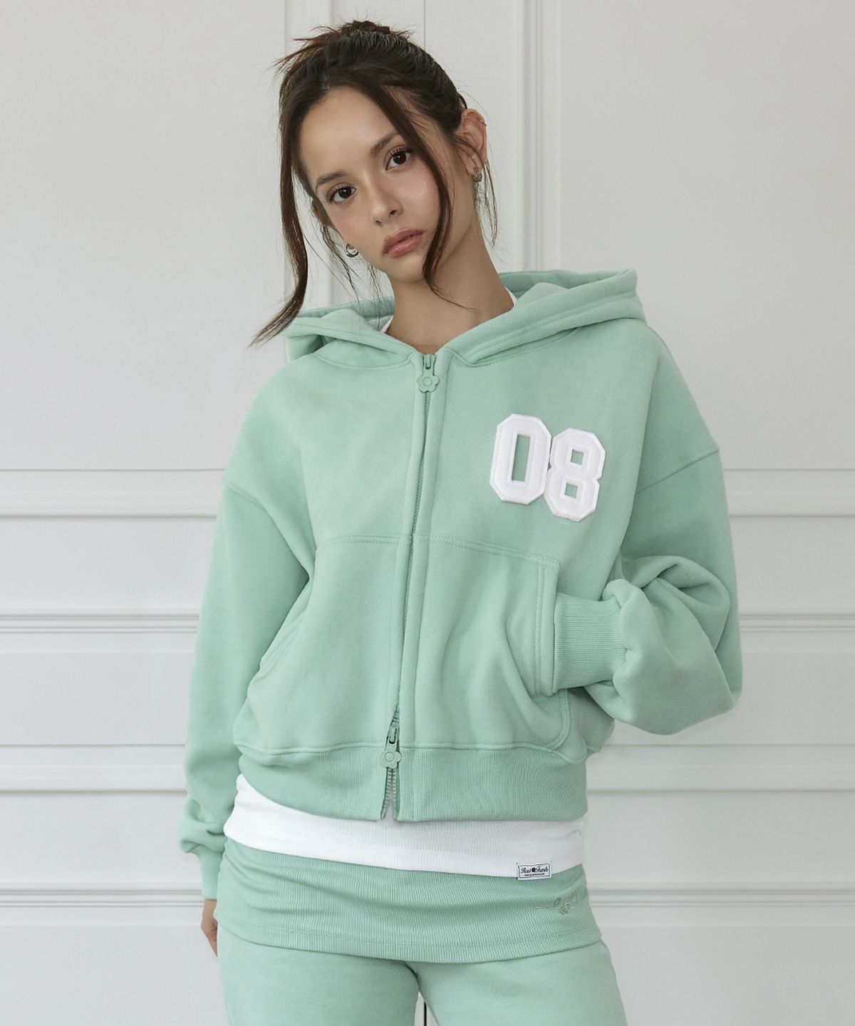 로제프란츠(ROSEFRANTZ) Varsity Fleece Hood Zip-Up [Mint]