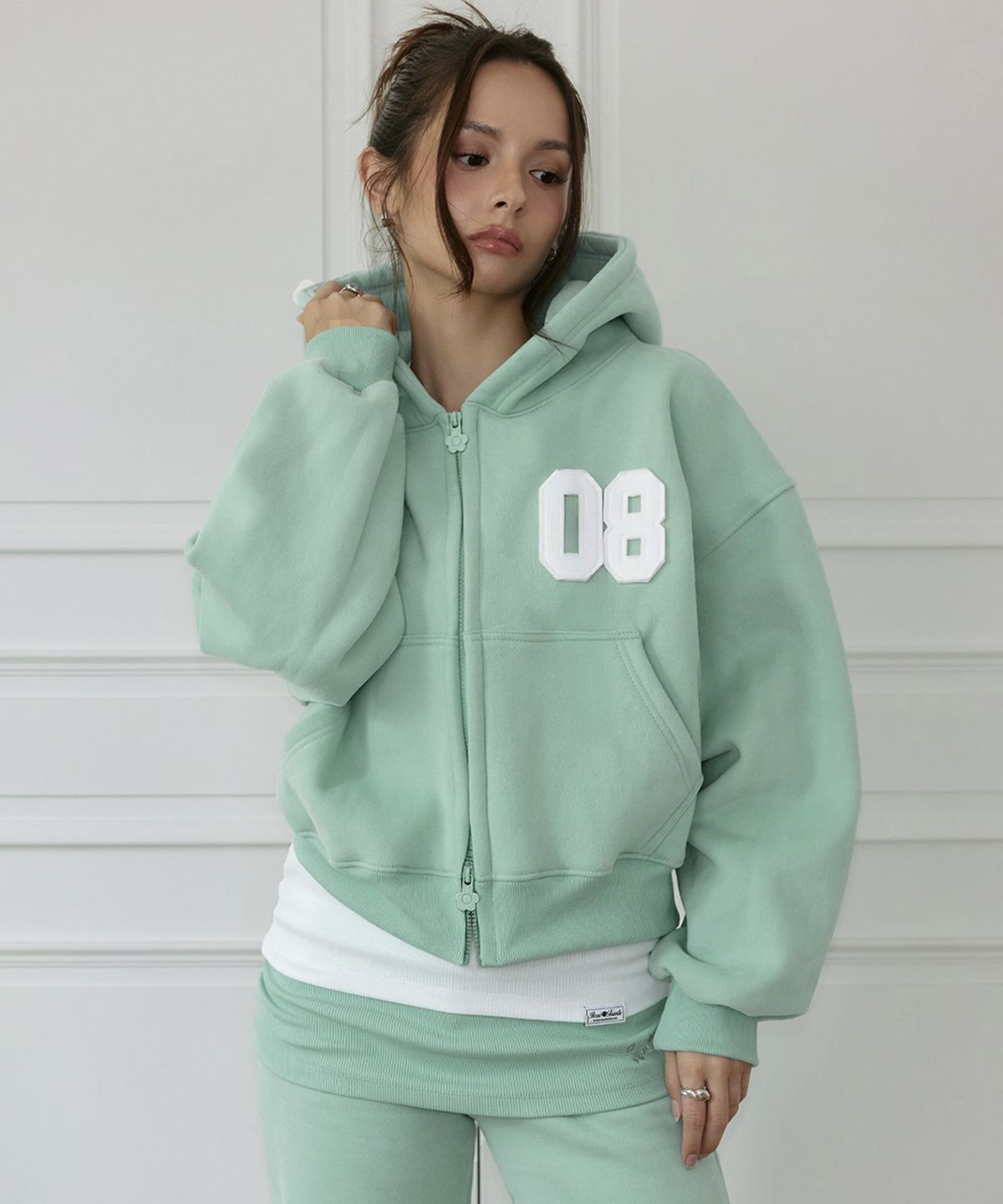 로제프란츠(ROSEFRANTZ) Varsity Fleece Hood Zip-Up [Mint]