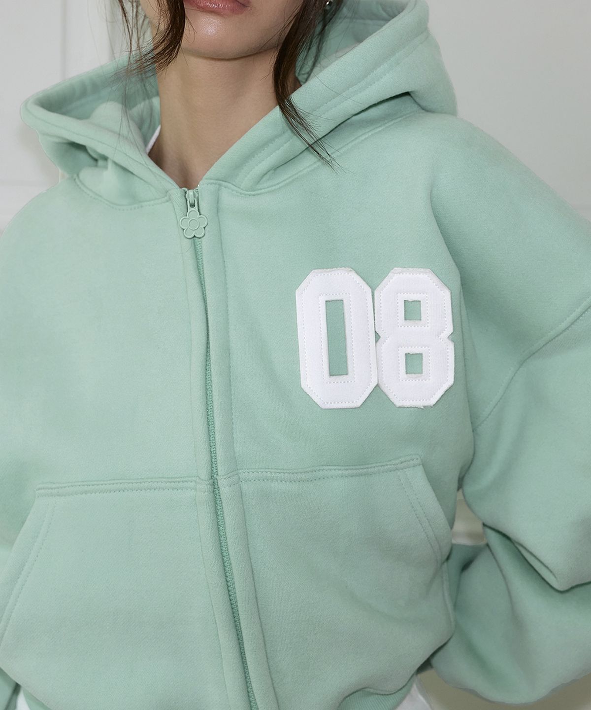 로제프란츠(ROSEFRANTZ) Varsity Fleece Hood Zip-Up [Mint]