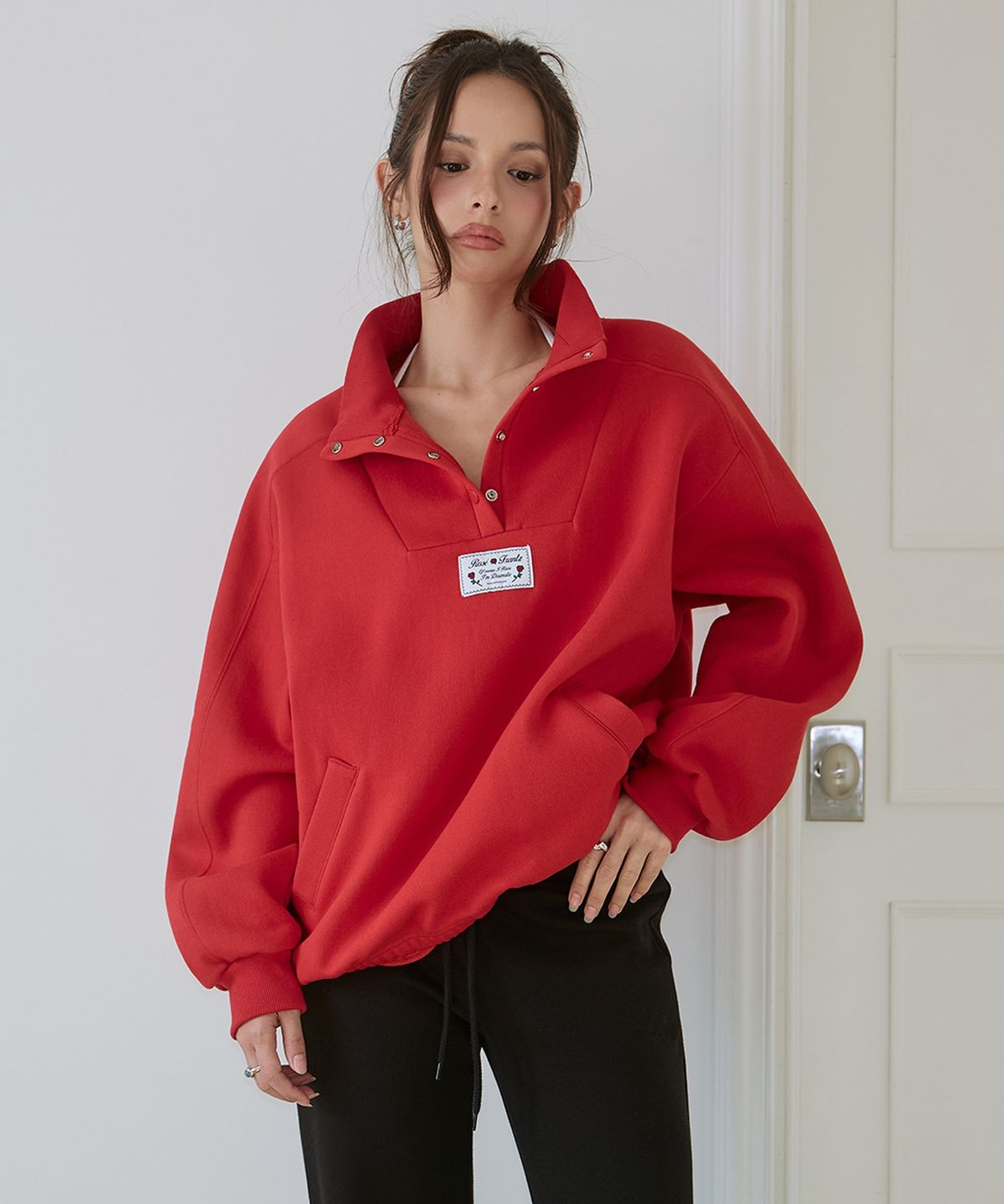 로제프란츠(ROSEFRANTZ) Anorak Pullover Sweatshirt [Rose Red]