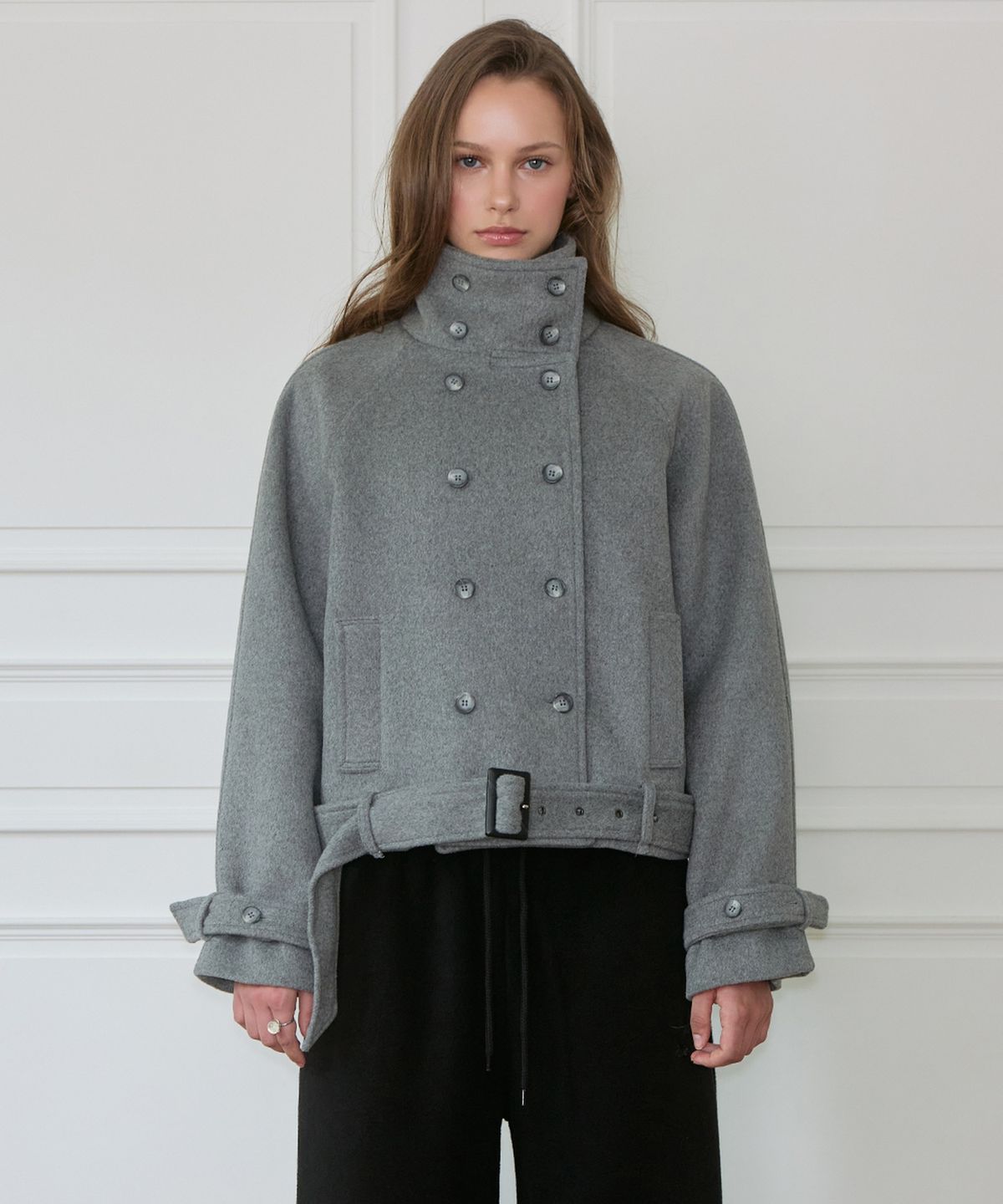 로제프란츠(ROSEFRANTZ) Double-Breasted Wool Crop Coat [Gray]