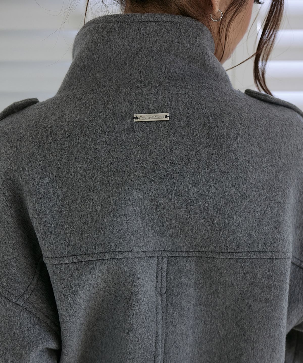 로제프란츠(ROSEFRANTZ) Belted Funnel-Neck Wool Half Coat [Gray]