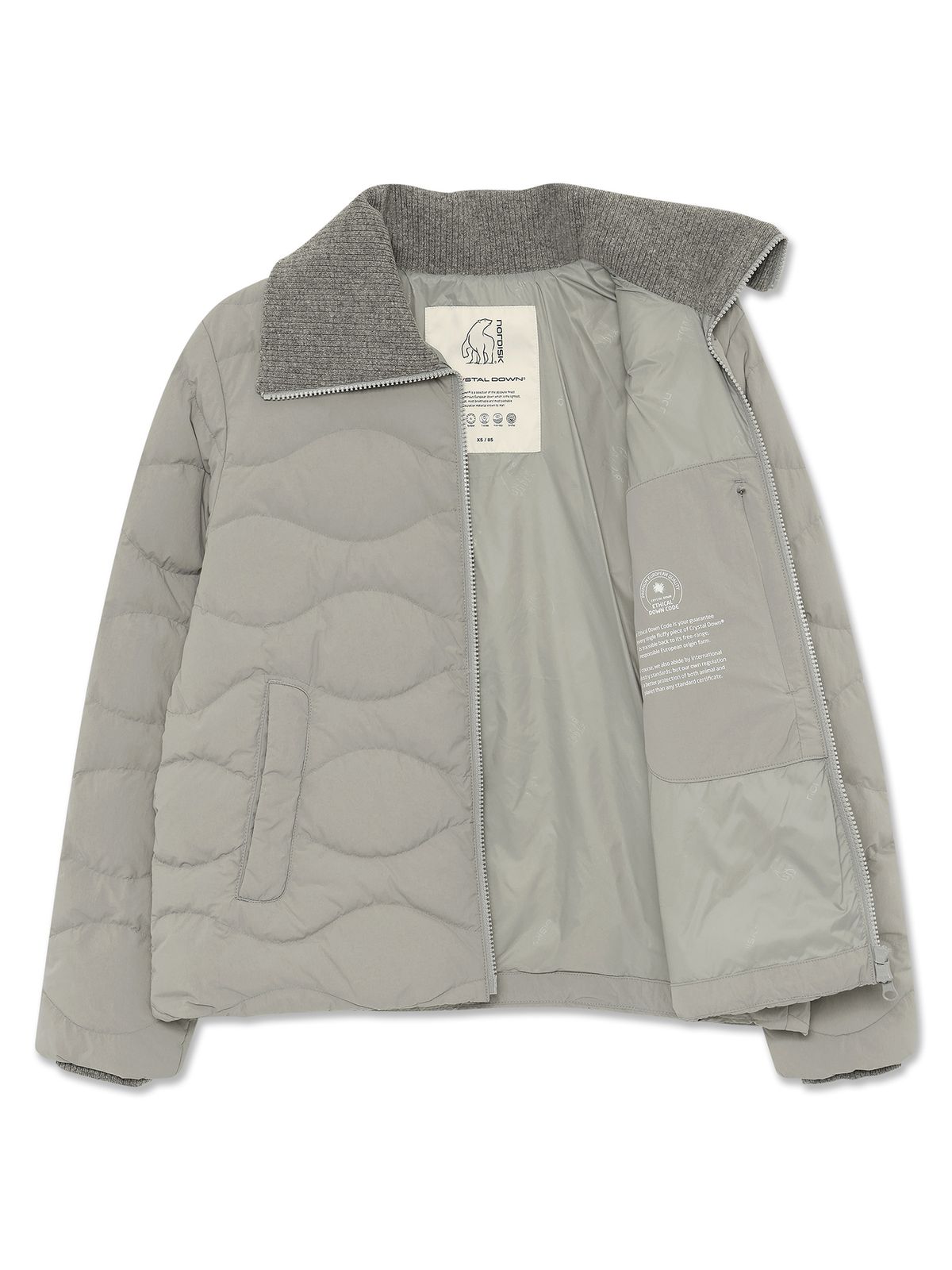 노르디스크(NORDISK) 니트 카라 경량 크리스탈 다운 자켓 - W_Light Grey_OWW26510C2