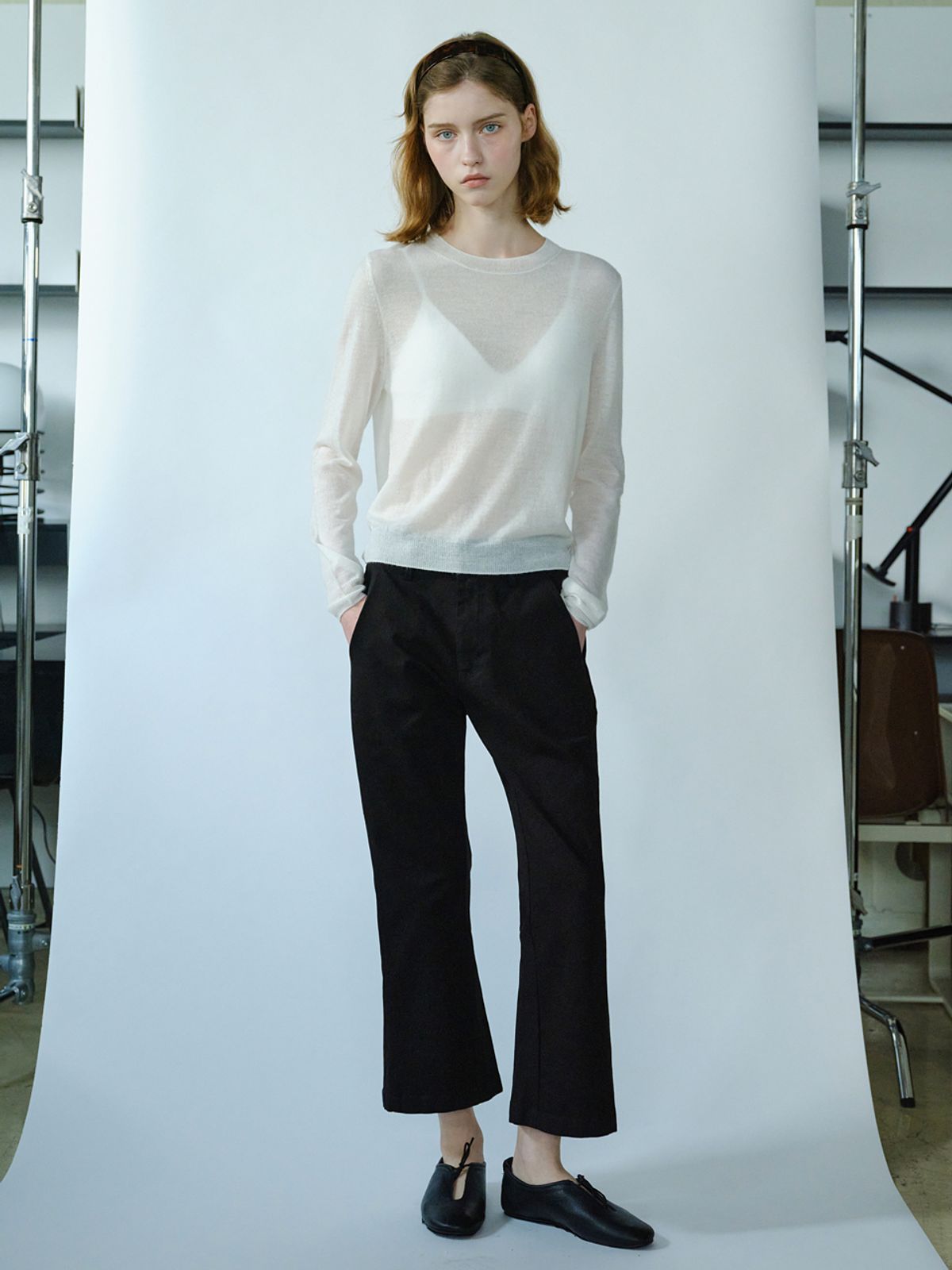 엘씨브이(LCVE) SEMI-FLARE ANKLE PANTS_BLACK