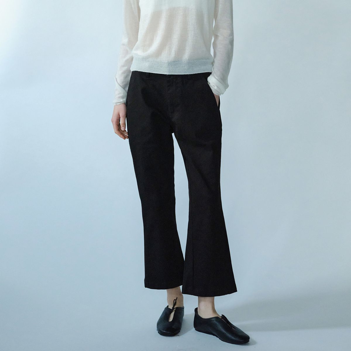 엘씨브이(LCVE) SEMI-FLARE ANKLE PANTS_BLACK