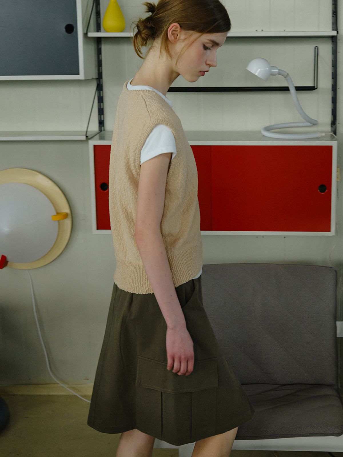 엘씨브이(LCVE) SOFT COTTON KNIT VEST_BEIGE