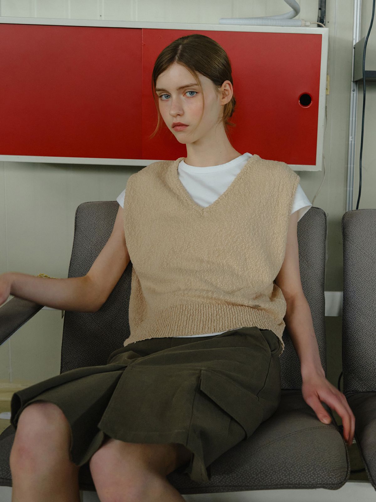 엘씨브이(LCVE) SOFT COTTON KNIT VEST_BEIGE