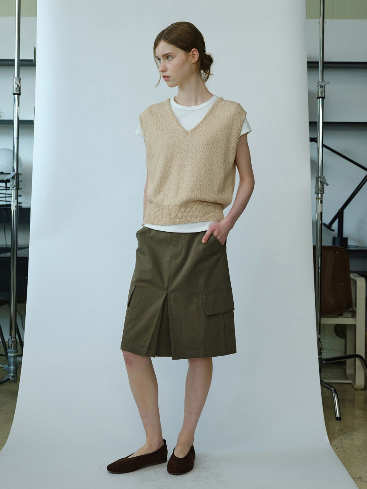 엘씨브이(LCVE) SOFT COTTON KNIT VEST_BEIGE