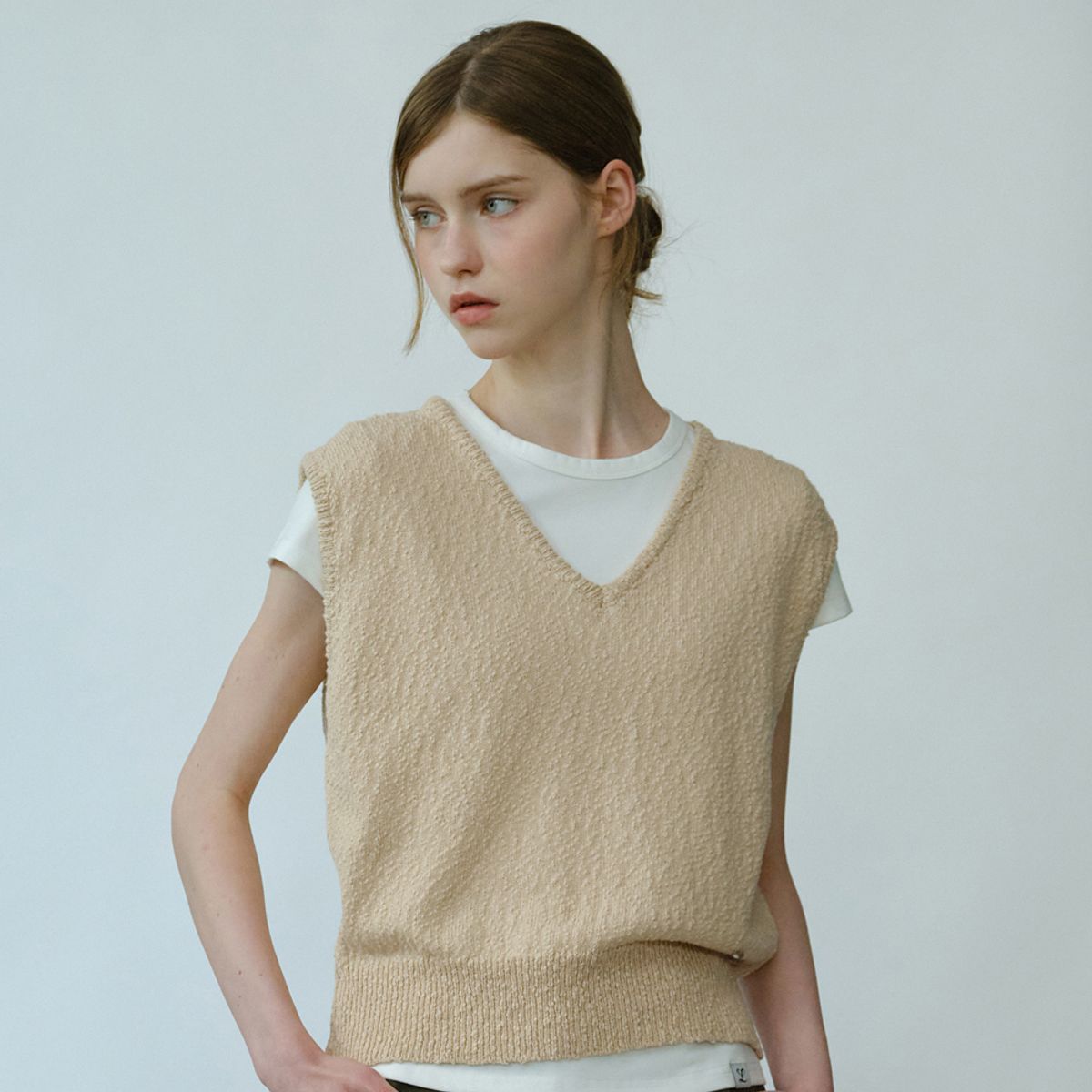 엘씨브이(LCVE) SOFT COTTON KNIT VEST_BEIGE