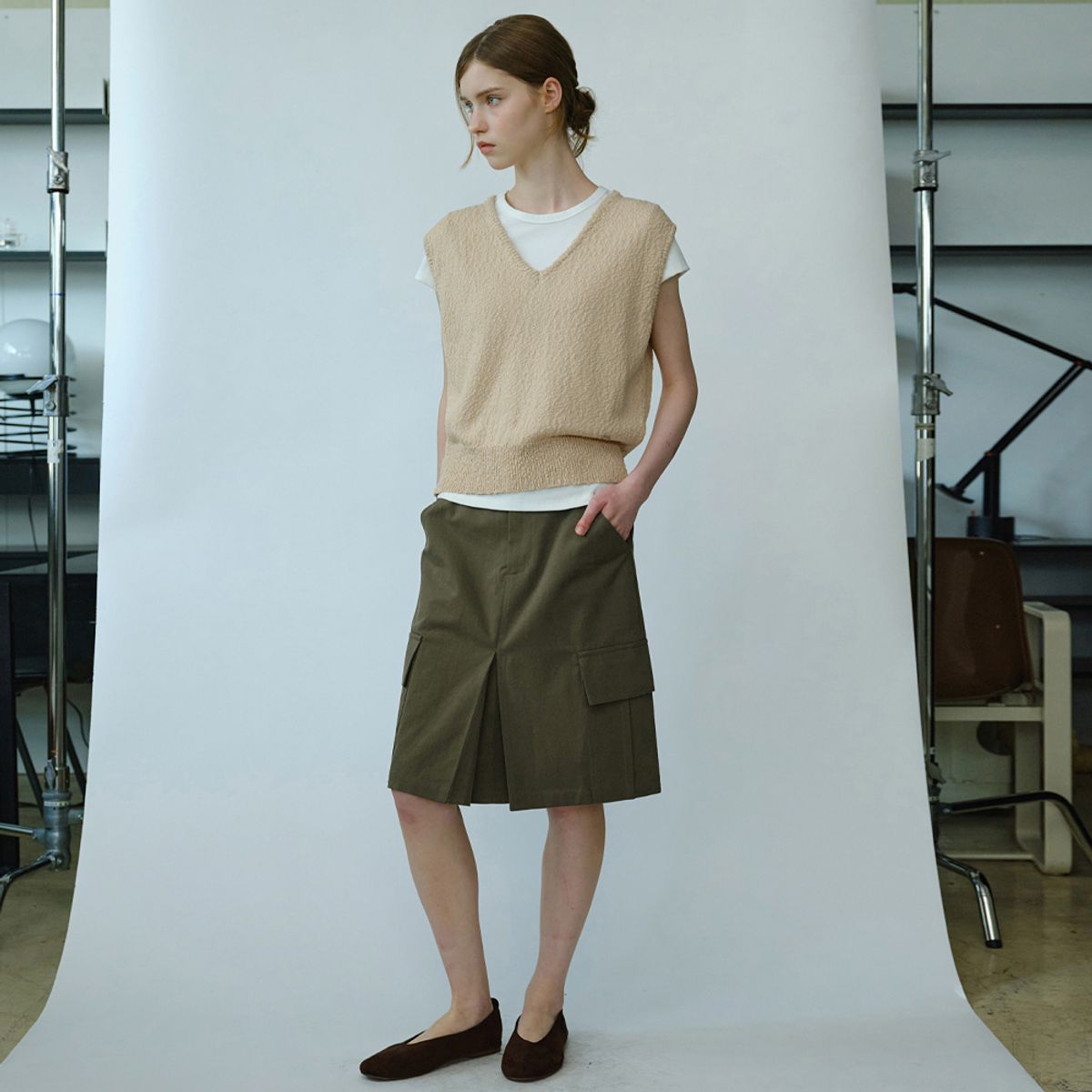 엘씨브이(LCVE) SOFT COTTON KNIT VEST_BEIGE
