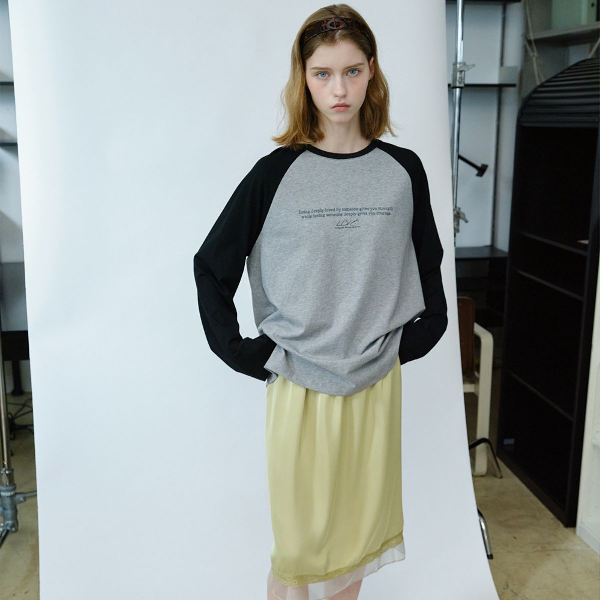 엘씨브이(LCVE) LETTERING GRAPHIC RAGLAN T-SHIRT_BLACK
