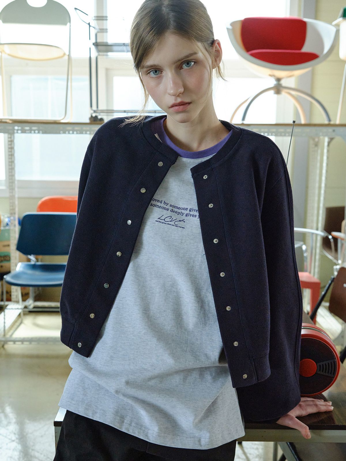 엘씨브이(LCVE) LETTERING GRAPHIC RAGLAN T-SHIRT_PURPLE