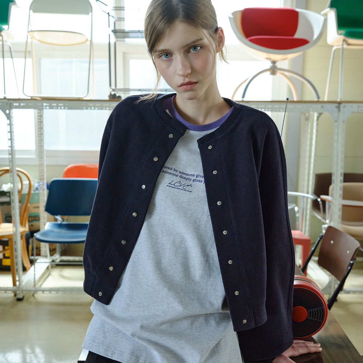엘씨브이(LCVE) LETTERING GRAPHIC RAGLAN T-SHIRT_PURPLE