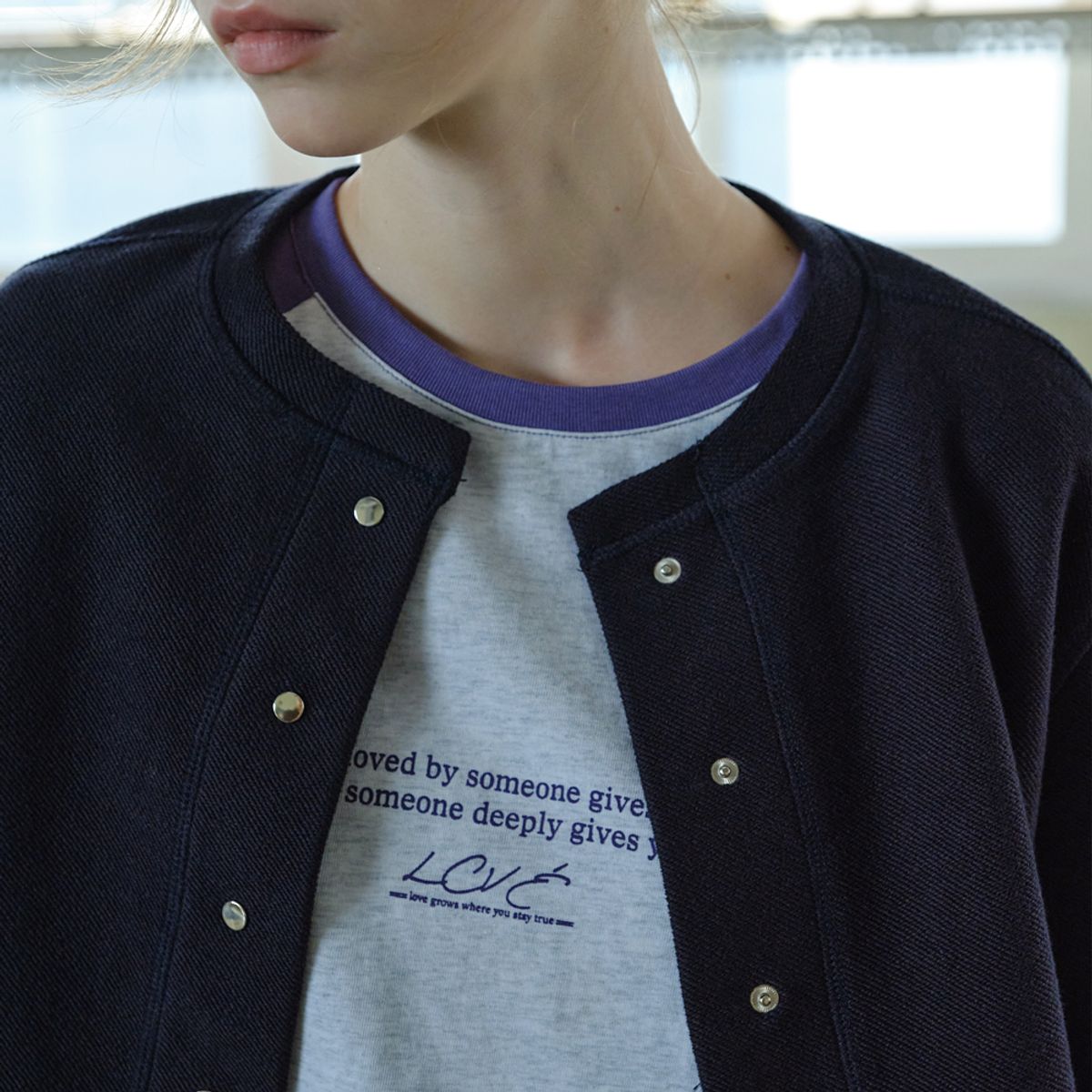 엘씨브이(LCVE) LETTERING GRAPHIC RAGLAN T-SHIRT_PURPLE