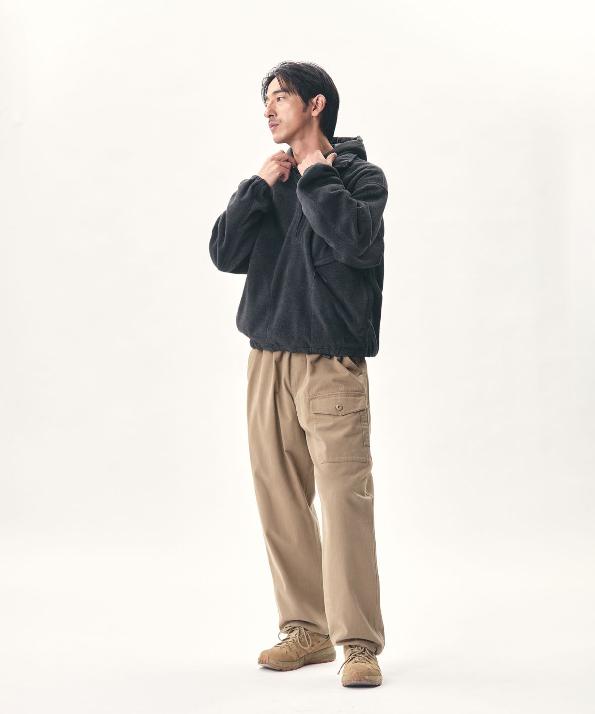 에스피오나지(ESPIONAGE) Expl. Quarter Zip Fleece Pullover Dark Grey