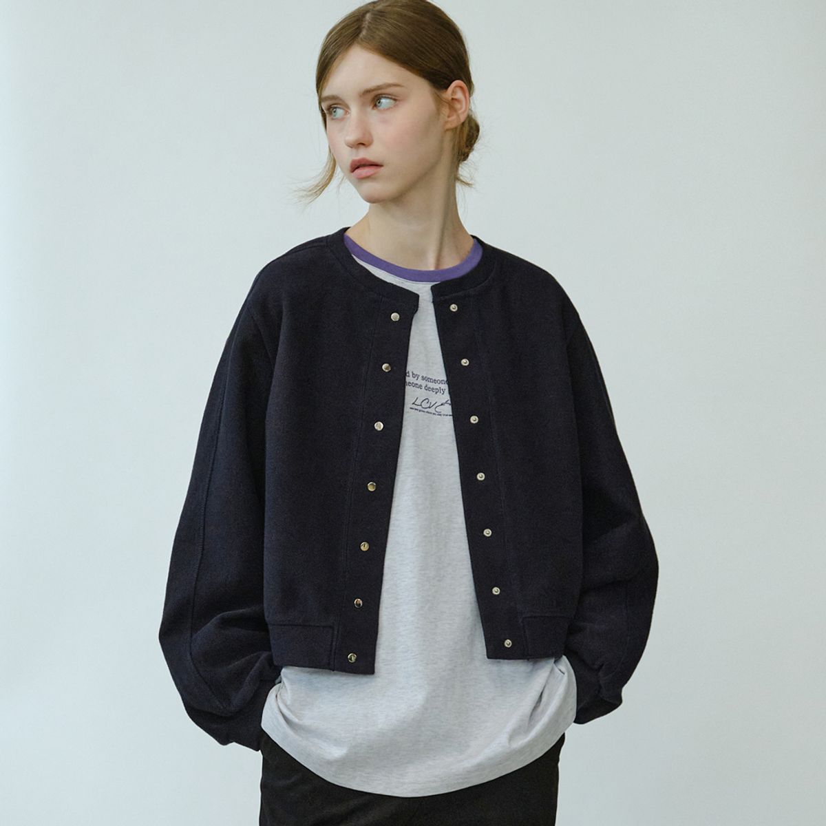 엘씨브이(LCVE) BUTTON BLUSON JUMPER_NAVY