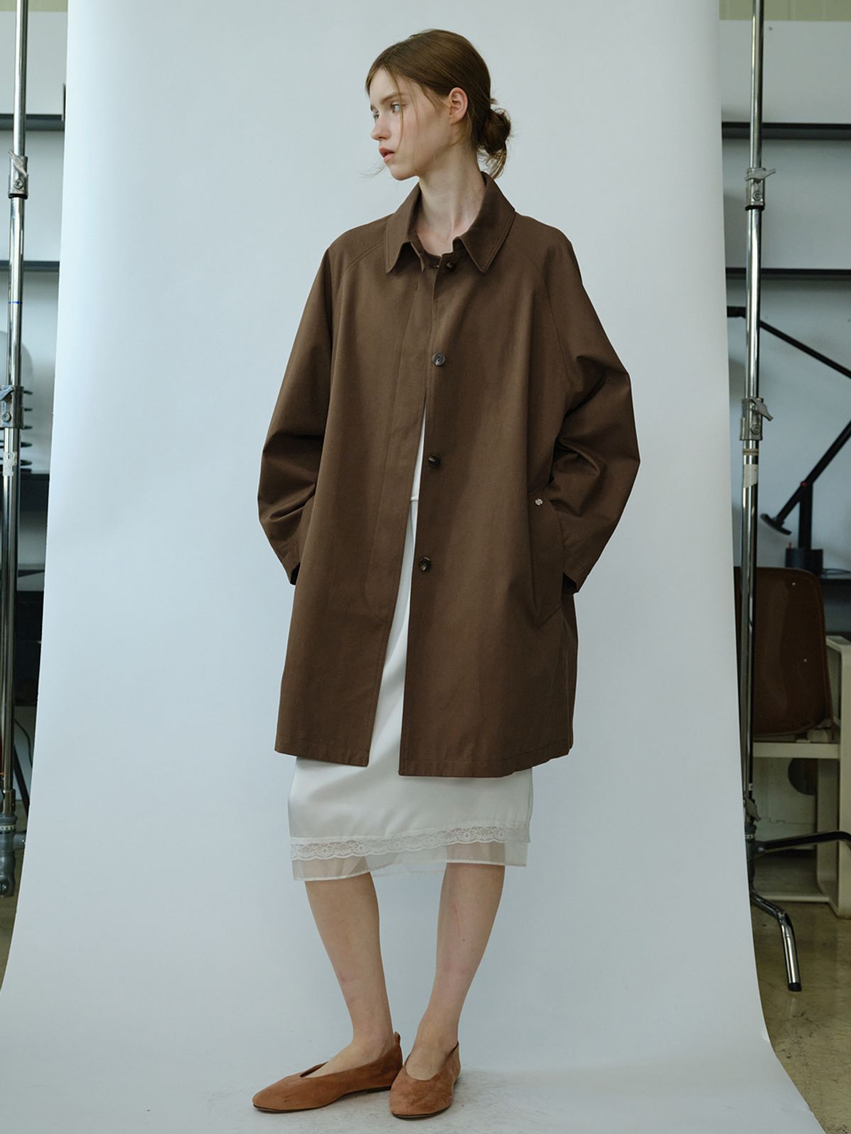 엘씨브이(LCVE) COTTON BALMACAAN COAT_BROWN