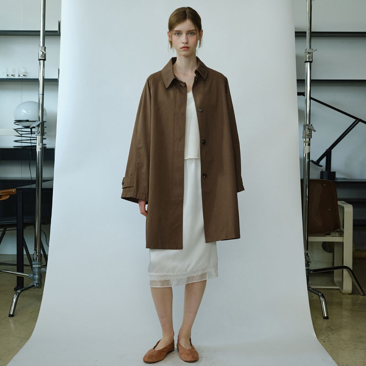 엘씨브이(LCVE) COTTON BALMACAAN COAT_BROWN