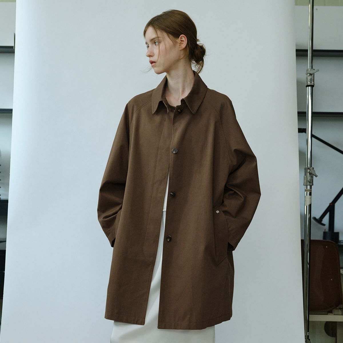 엘씨브이(LCVE) COTTON BALMACAAN COAT_BROWN