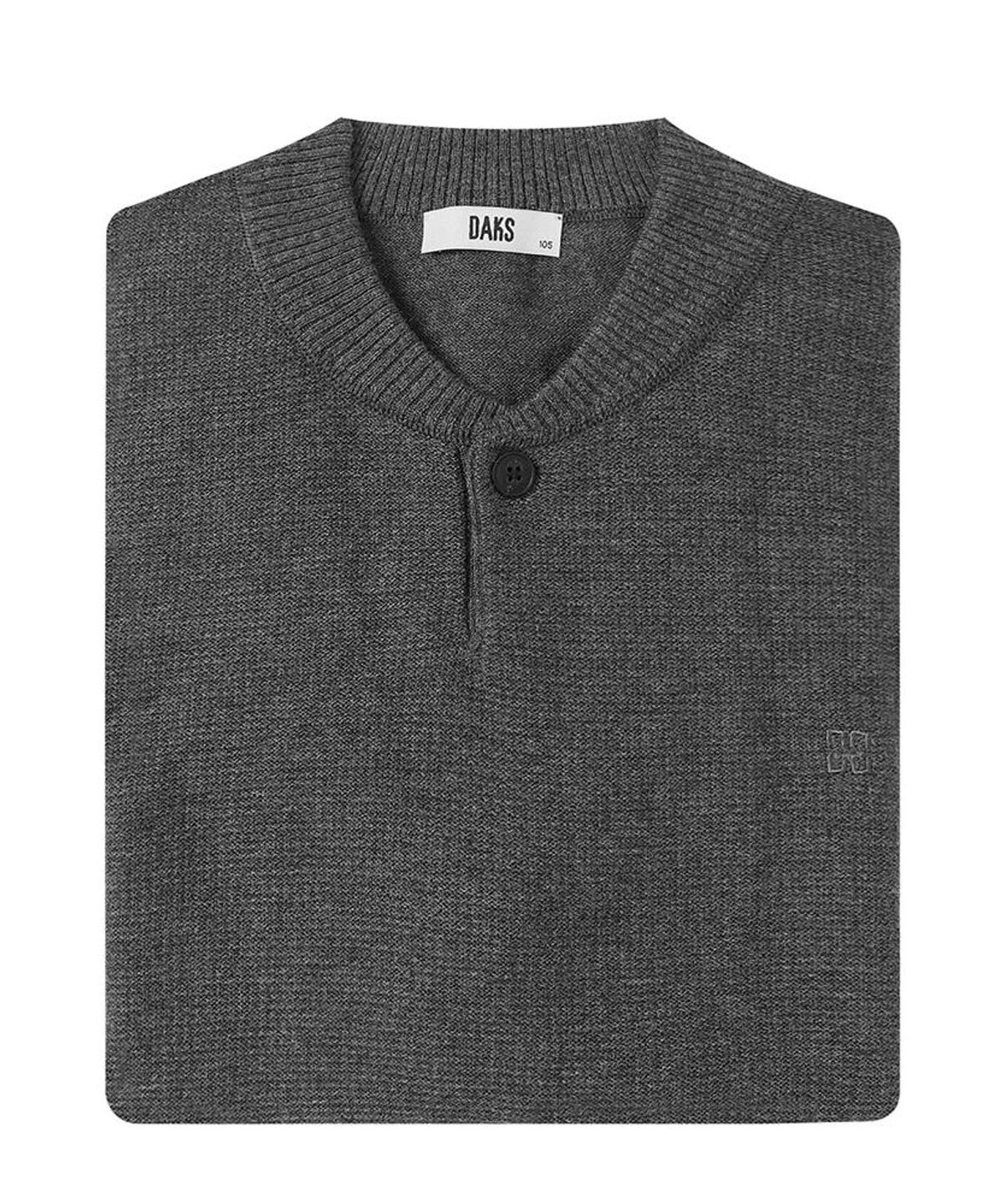 닥스셔츠(DAKS SHIRTS) 울100 헨리넥베스트 레귤러핏 그레이_DMW1SWVE101G1