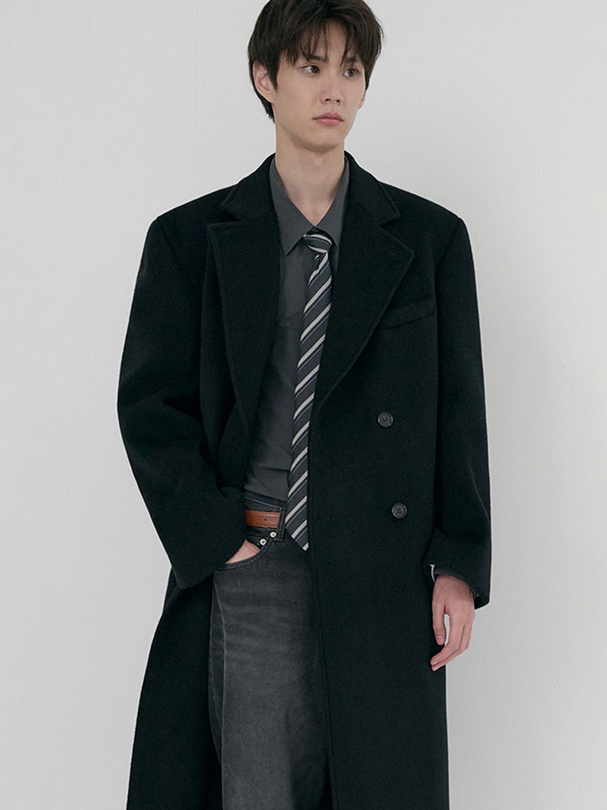 던스트 포 맨(DUNST FOR MEN) UNISEX LOOSE DOUBLE-BREASTED COAT_UDCO6D127_BLACK
