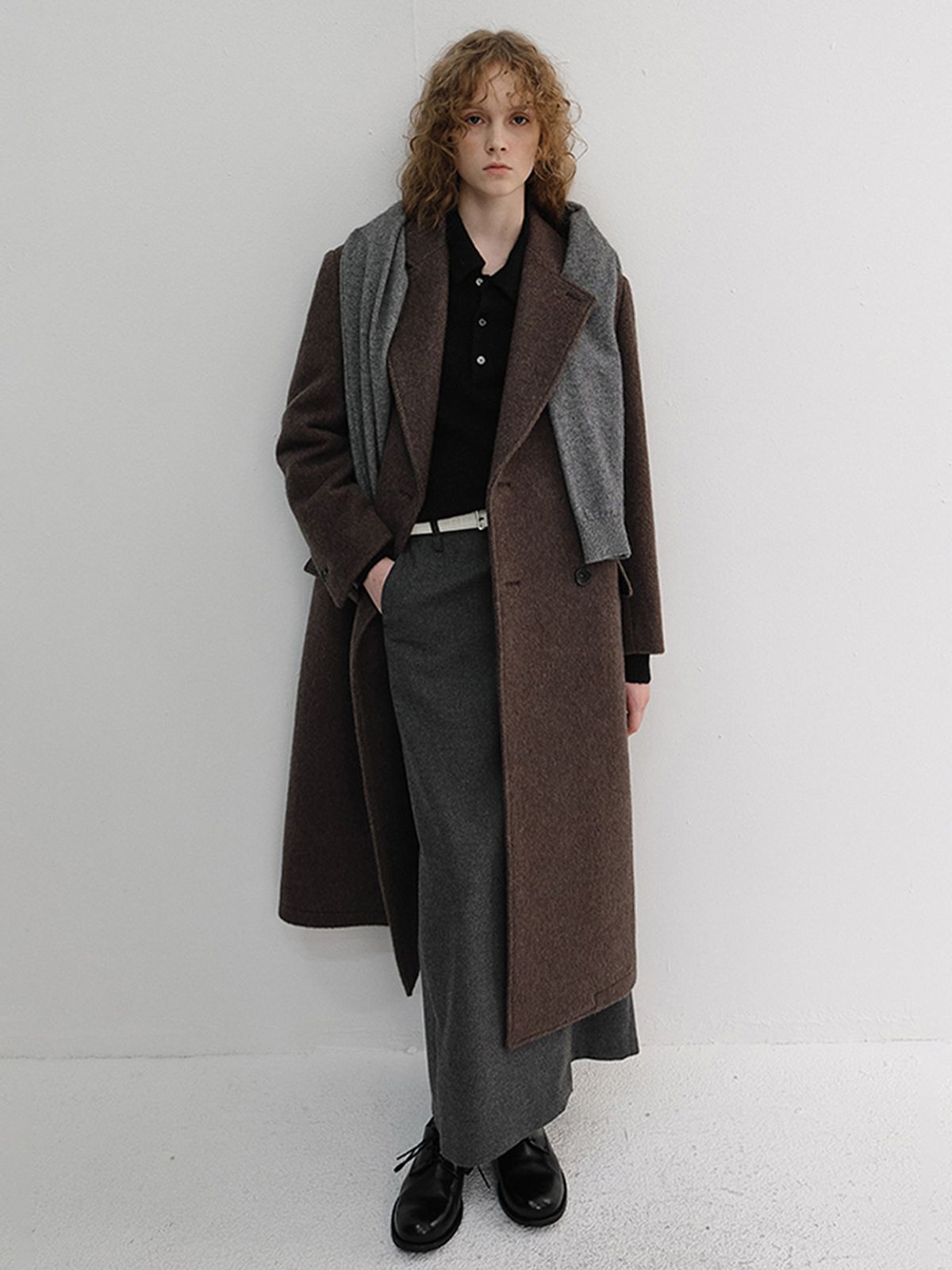 던스트(DUNST) UNISEX LOOSE DOUBLE-BREASTED COAT_UDCO6D127_BROWN MELANGE
