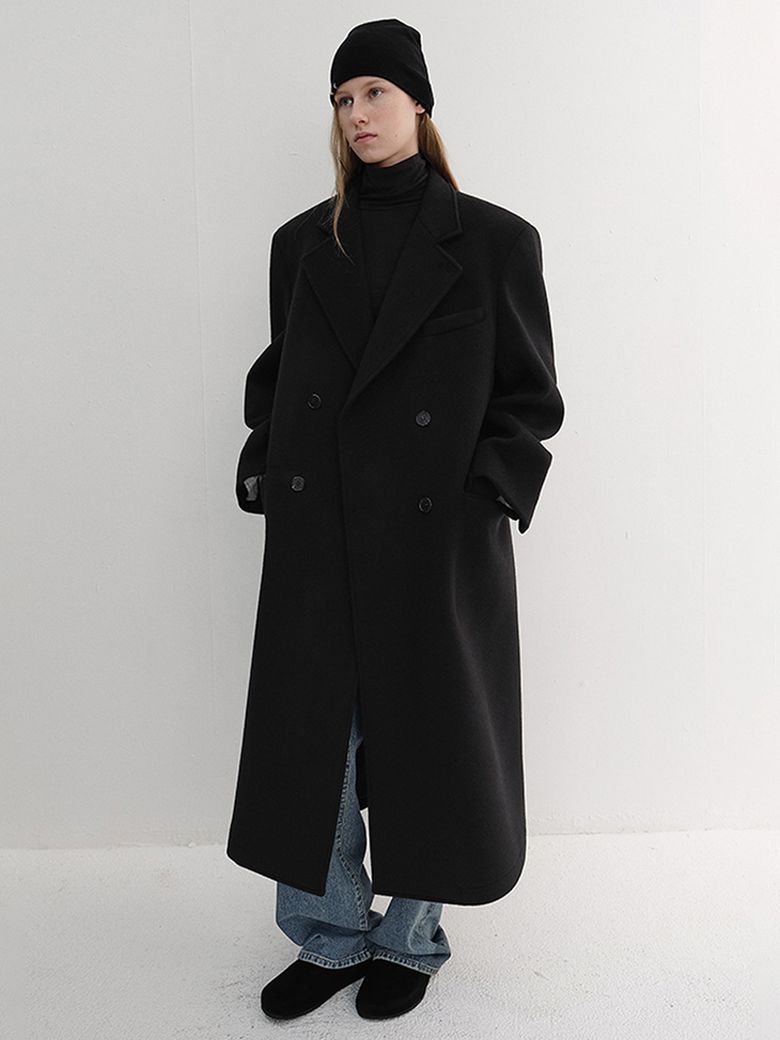 UNISEX LOOSE DOUBLE-BREASTED COAT_UDCO6D127_BLACK