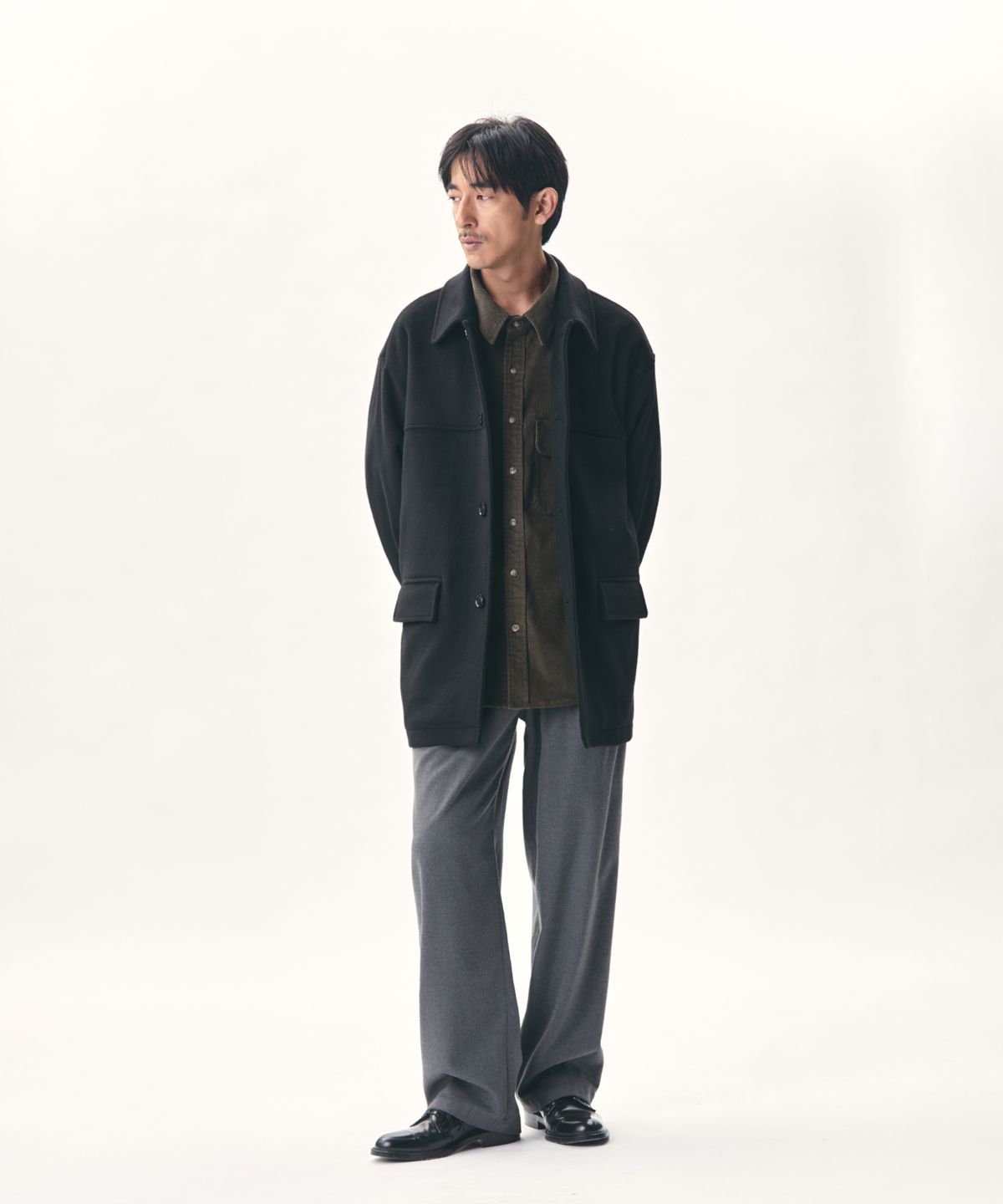 에스피오나지(ESPIONAGE) Wool Blend Car Coat Black