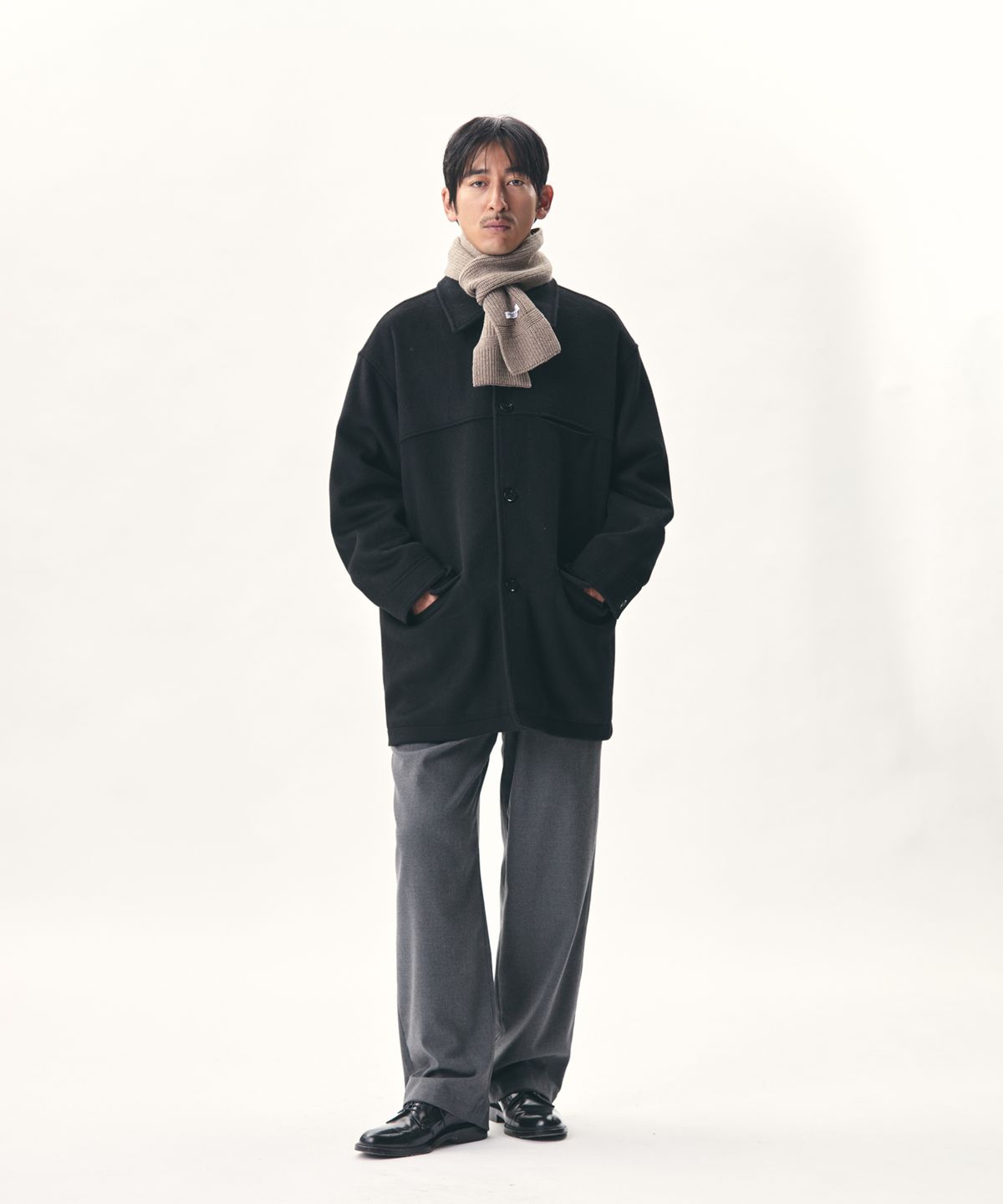 에스피오나지(ESPIONAGE) Wool Blend Car Coat Black