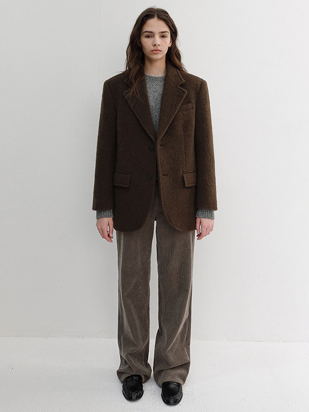 던스트(DUNST) UNISEX ALPACA BLAZER COAT_UDJA6D123_BROWN