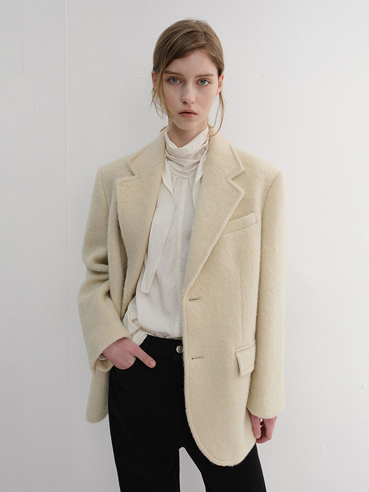 던스트(DUNST) UNISEX ALPACA BLAZER COAT_UDJA6D123_BUTTER BEIGE