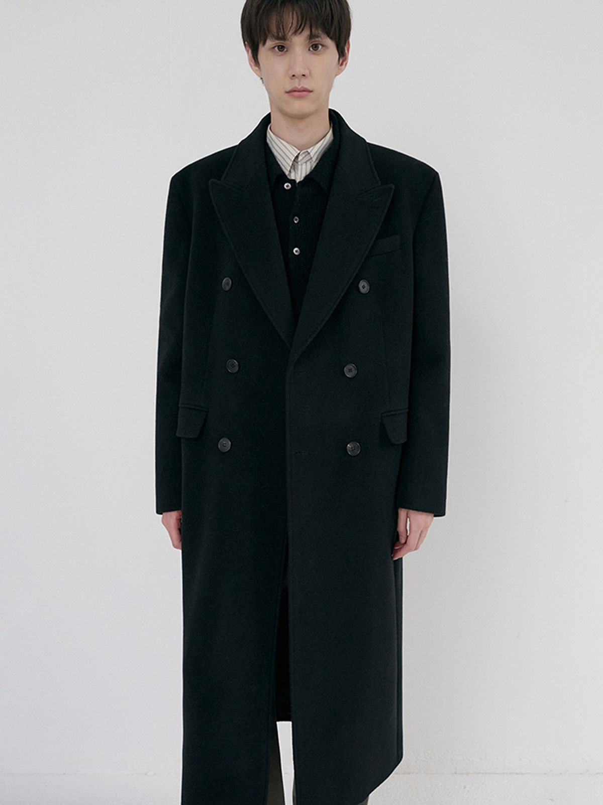 던스트 포 맨(DUNST FOR MEN) UNISEX TAILORED DOUBLE-BREASTED CASHMERE COAT_UDCO6D125_BLACK