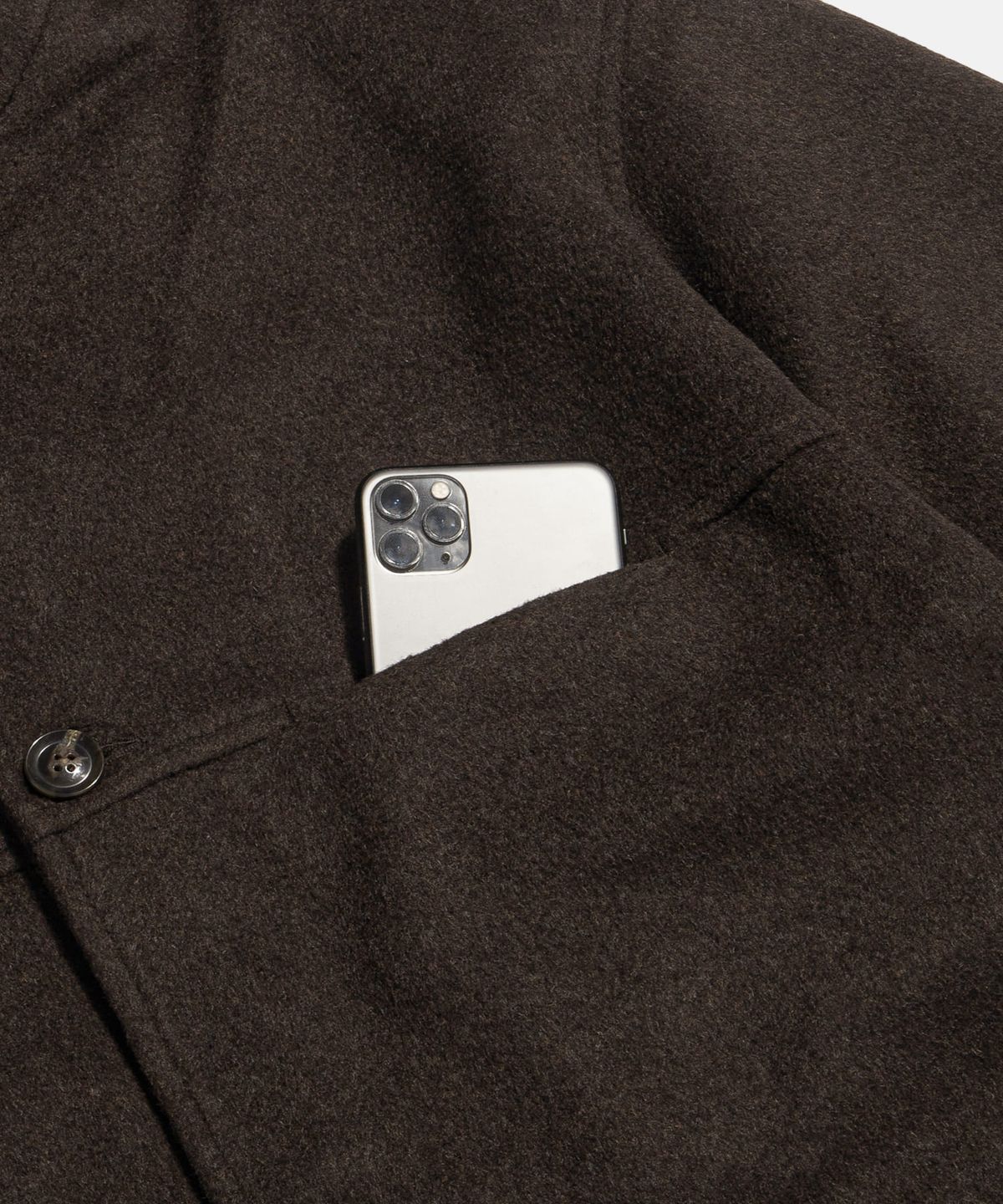 에스피오나지(ESPIONAGE) Wool Blend Car Coat Dark Mocha