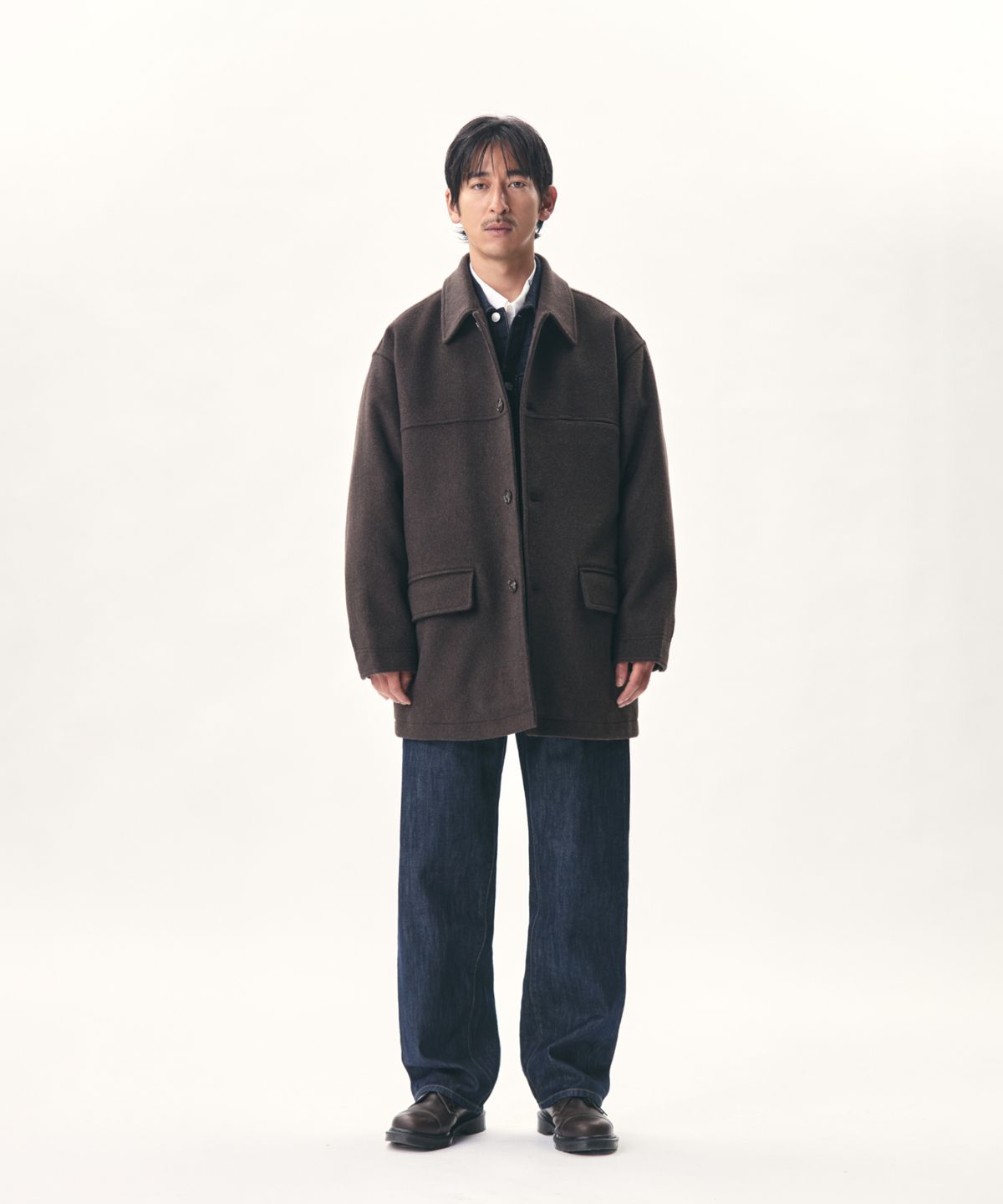 에스피오나지(ESPIONAGE) Wool Blend Car Coat Dark Mocha