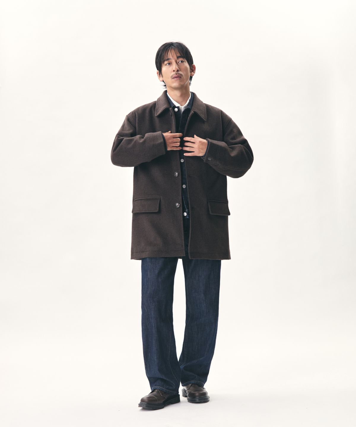 에스피오나지(ESPIONAGE) Wool Blend Car Coat Dark Mocha