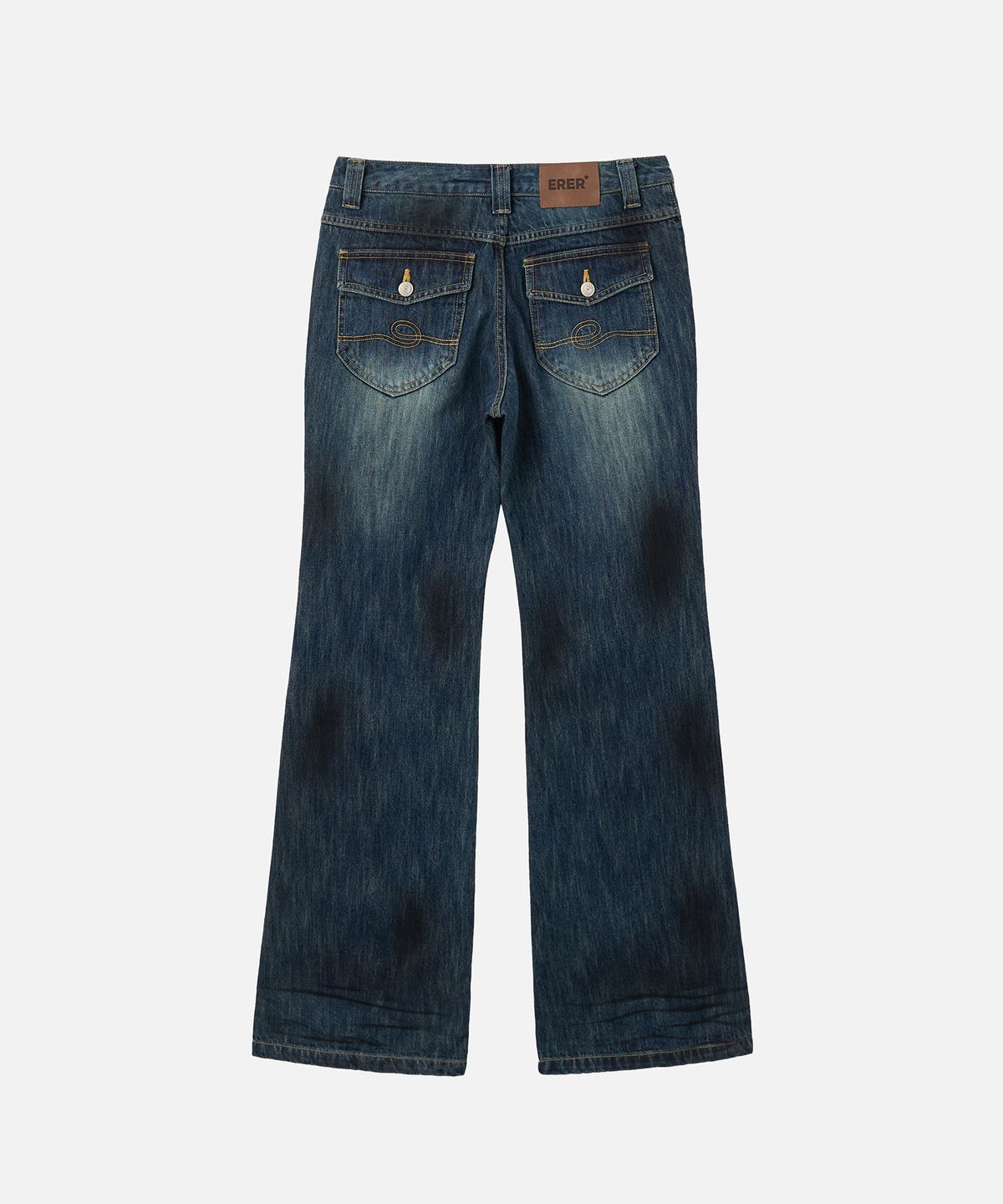 에르에르(ERER) Dirty Washed Semi Bootcut Denim Indigo