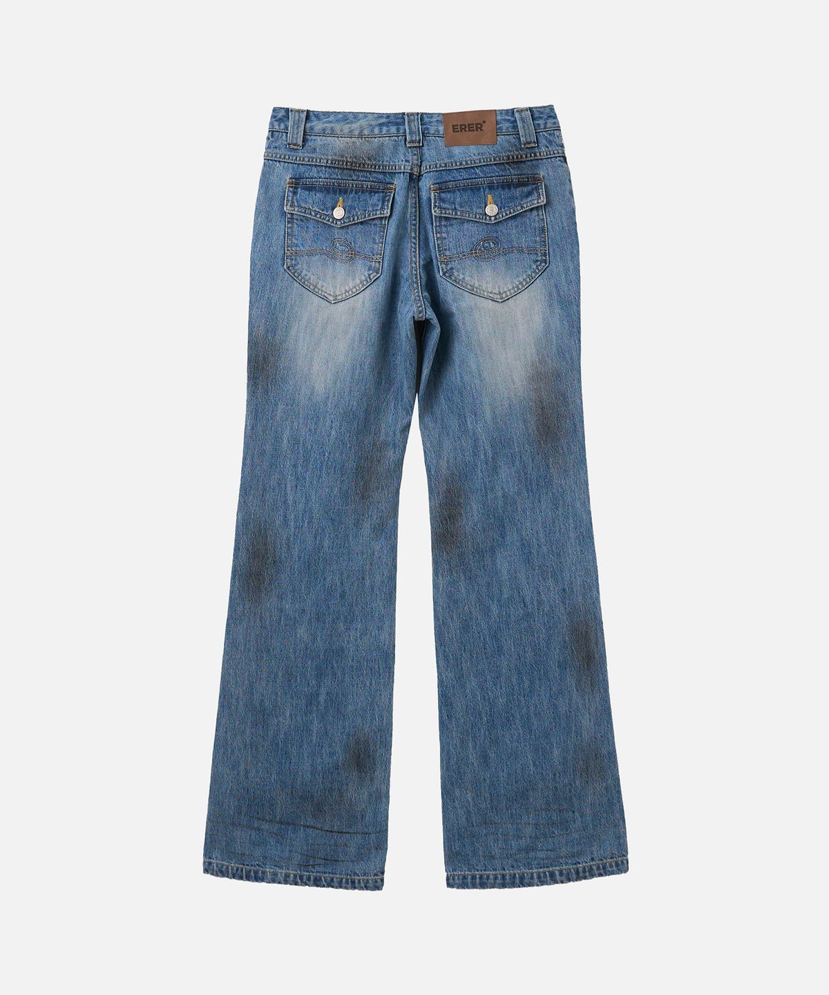 에르에르(ERER) Dirty Washed Semi Bootcut Denim Light Indigo