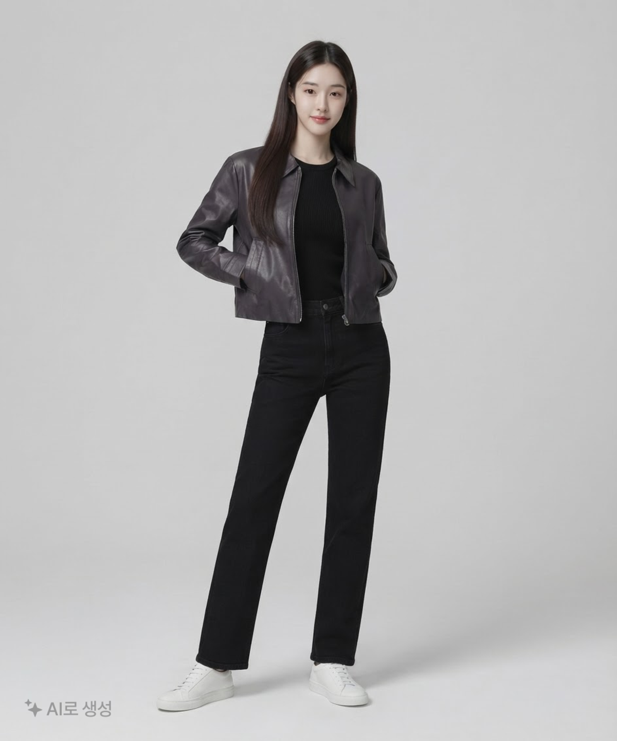 제너럴 아이디어(GENERAL IDEA) 뉴클래식 집업 레더 자켓 S