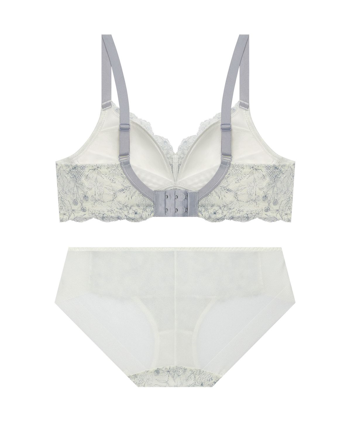 엘르이너웨어(ELLE INNERWEAR) 블로우 레이스 노와이어 브라 팬티 세트
