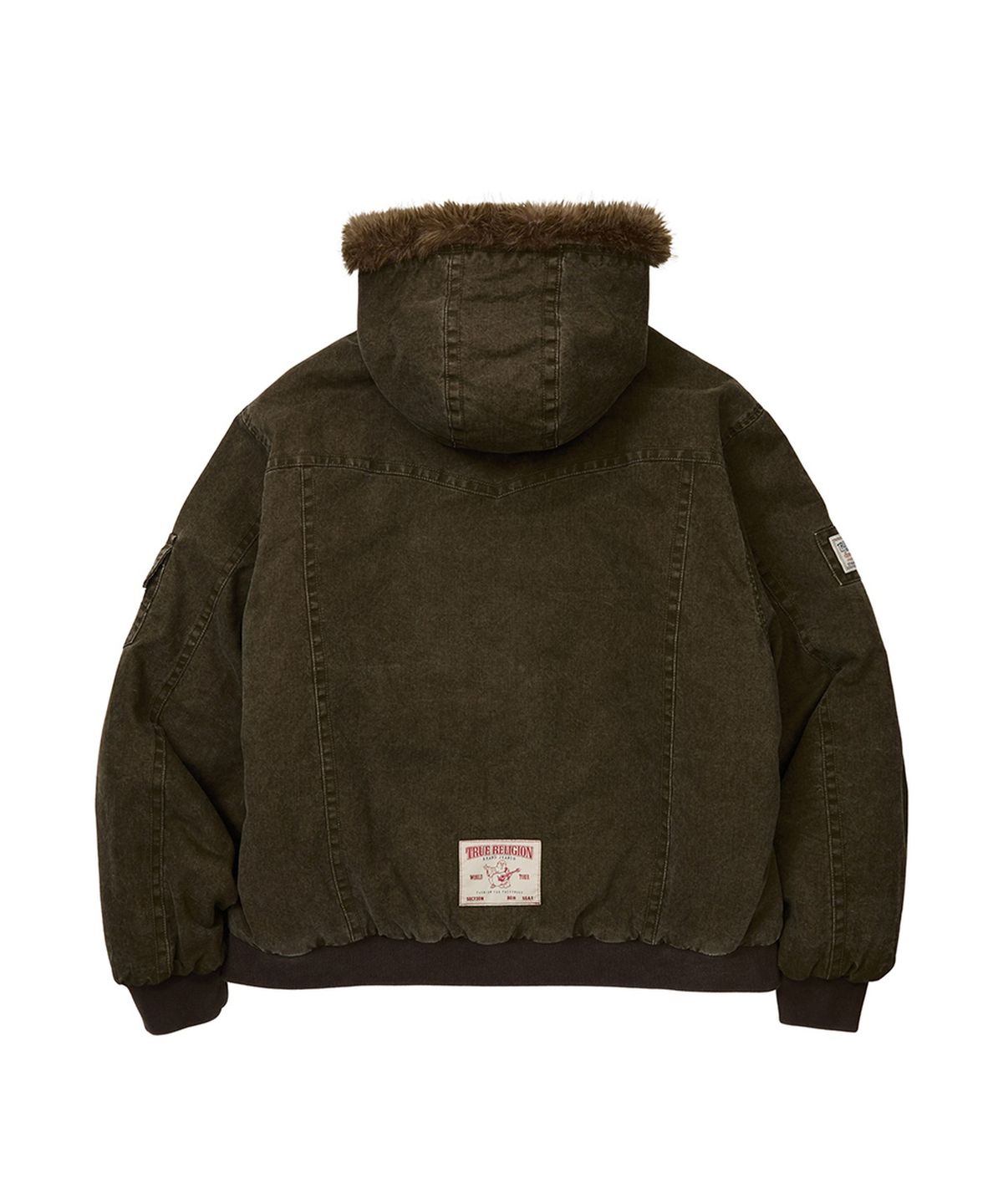 트루릴리젼(TRUERELIGION) Fur Hood Washed Work Jacket - WASHED BROWN