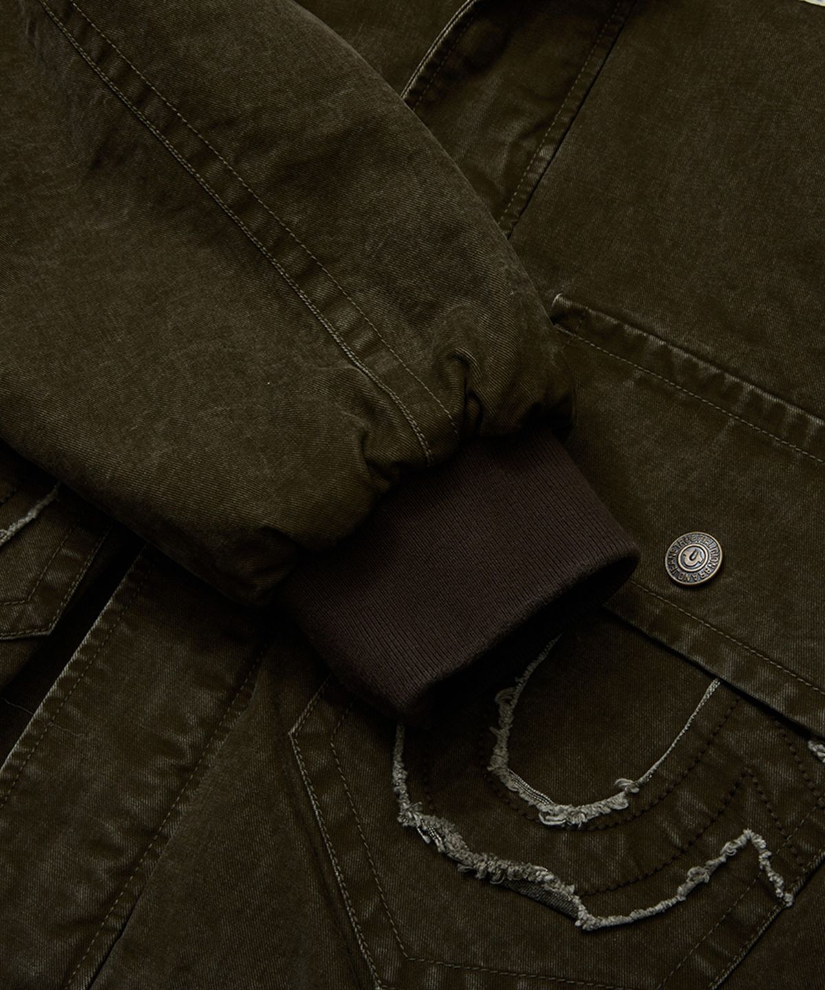 트루릴리젼(TRUERELIGION) Fur Hood Washed Work Jacket - WASHED BROWN