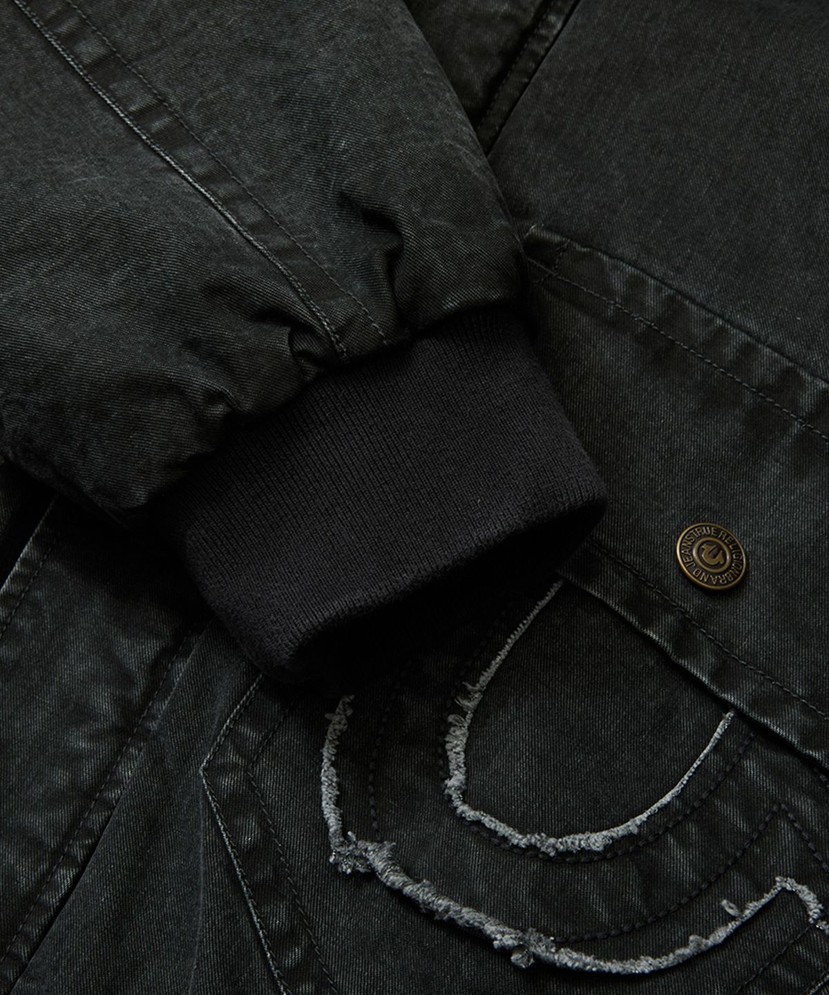 트루릴리젼(TRUERELIGION) Fur Hood Washed Work Jacket - WASHED BLACK