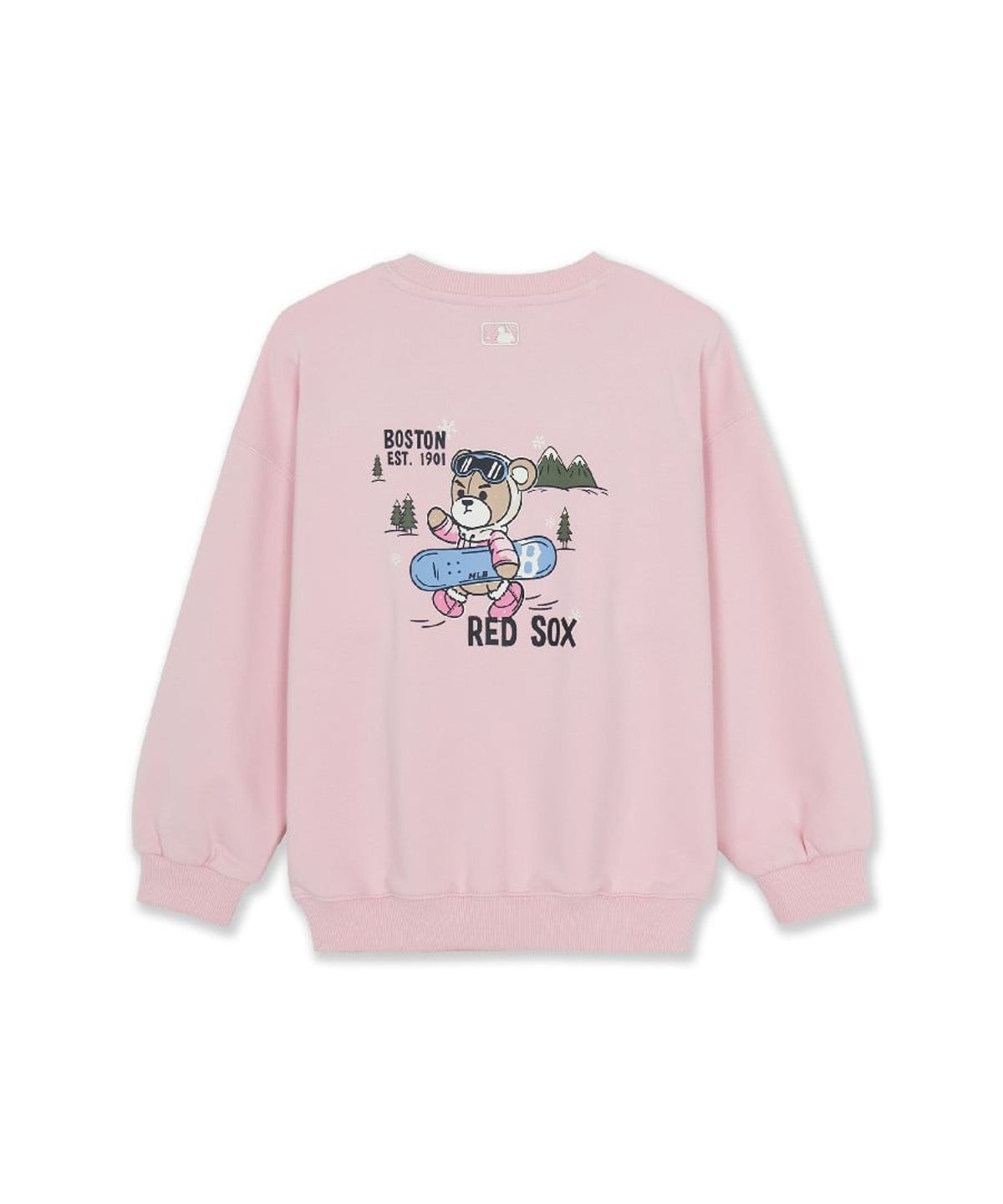 엠엘비 키즈(MLB KIDS) 스트릿 드로잉 베어 기모 맨투맨 BOS (L.Pink)