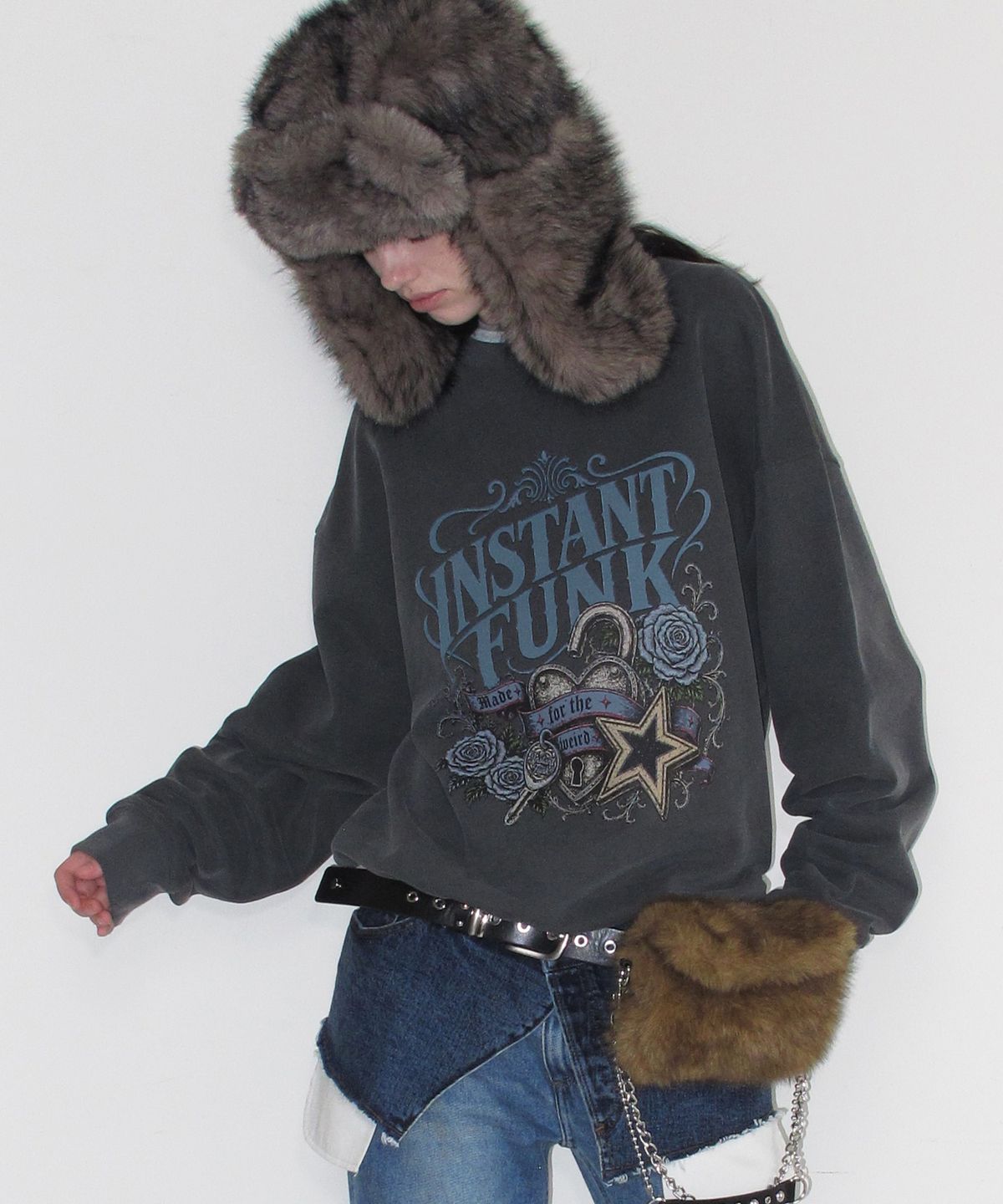 인스턴트펑크(INSTANTFUNK) FAUX FUR TRAPPER HAT - BROWN