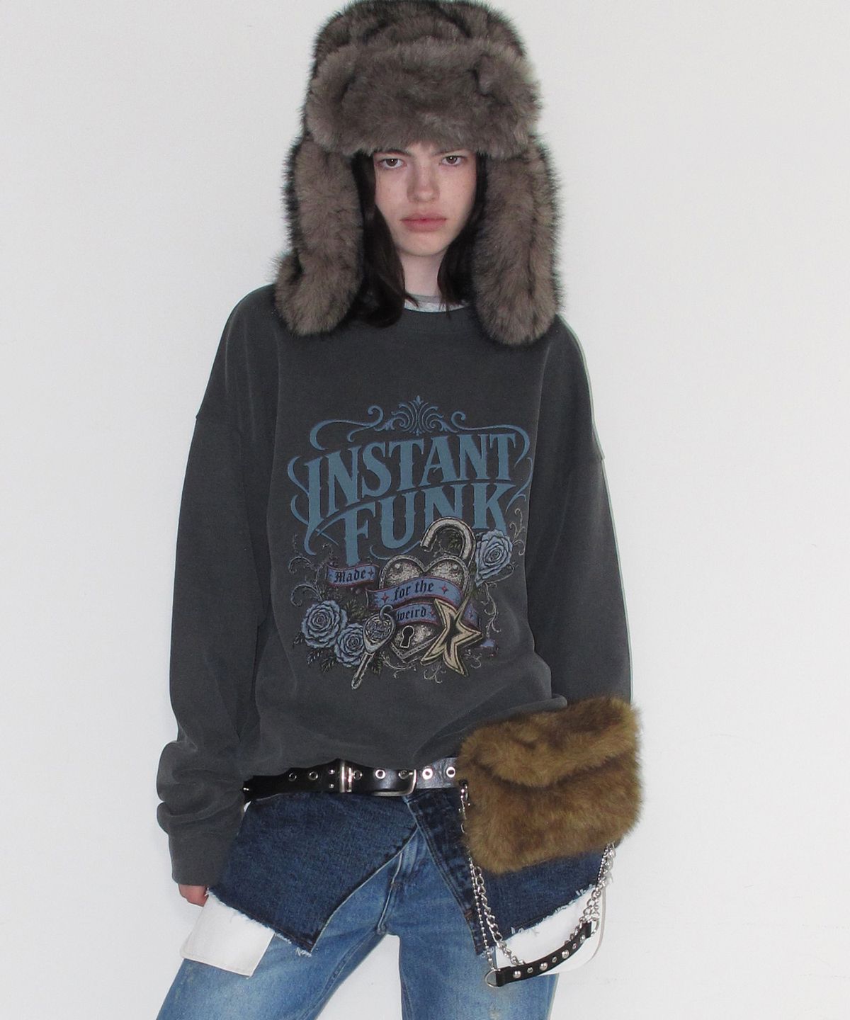 인스턴트펑크(INSTANTFUNK) FAUX FUR TRAPPER HAT - BROWN