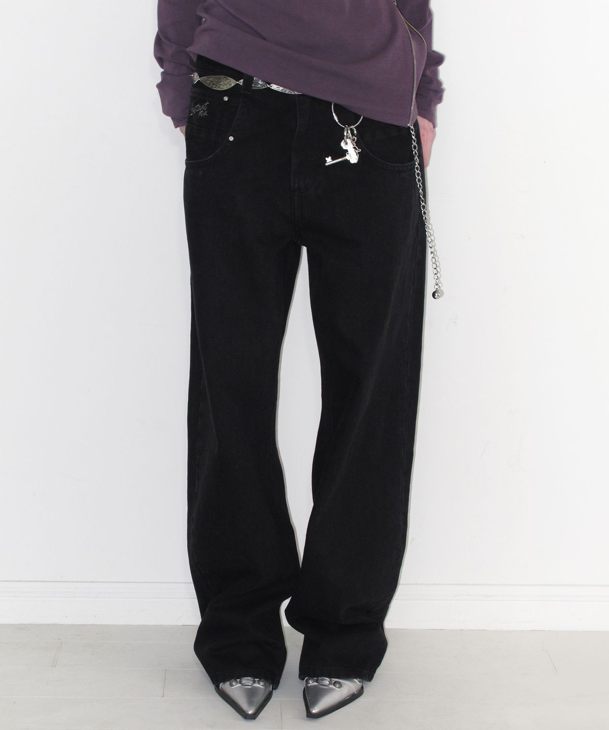 인스턴트펑크(INSTANTFUNK) BIG POCKET LOOSE FIT DENIM - BLACK