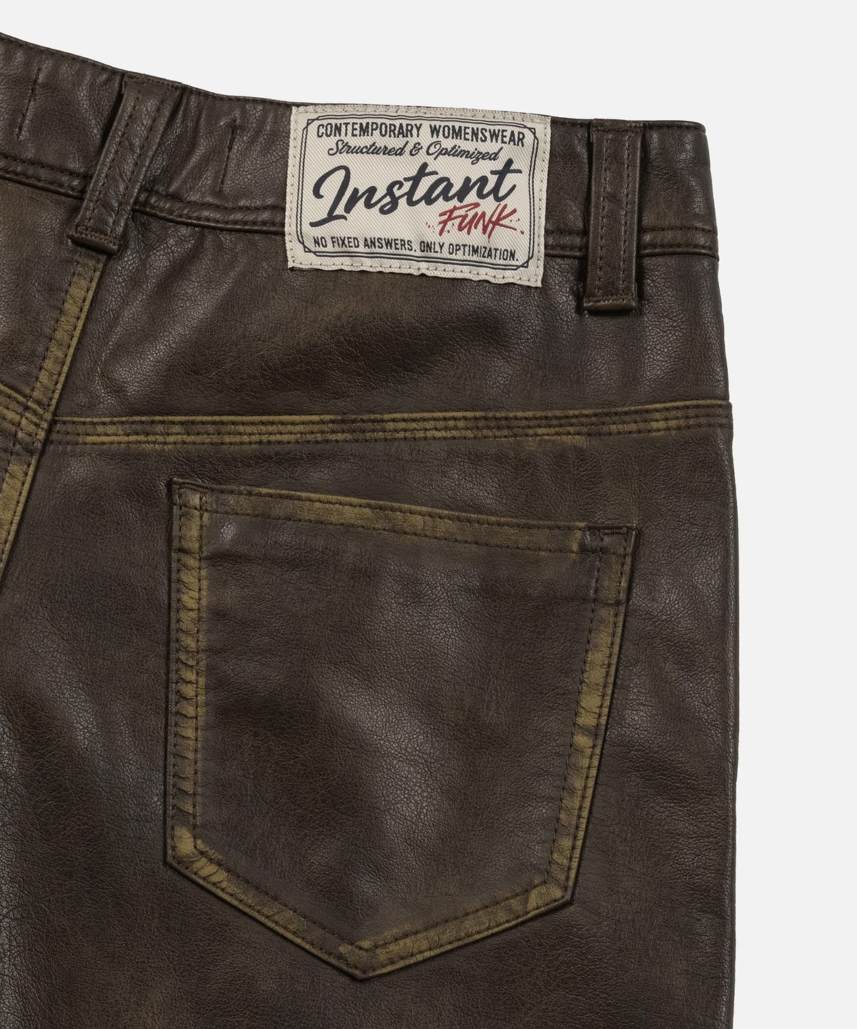 인스턴트펑크(INSTANTFUNK) WASHED LEATHER PANEL PANTS - BROWN