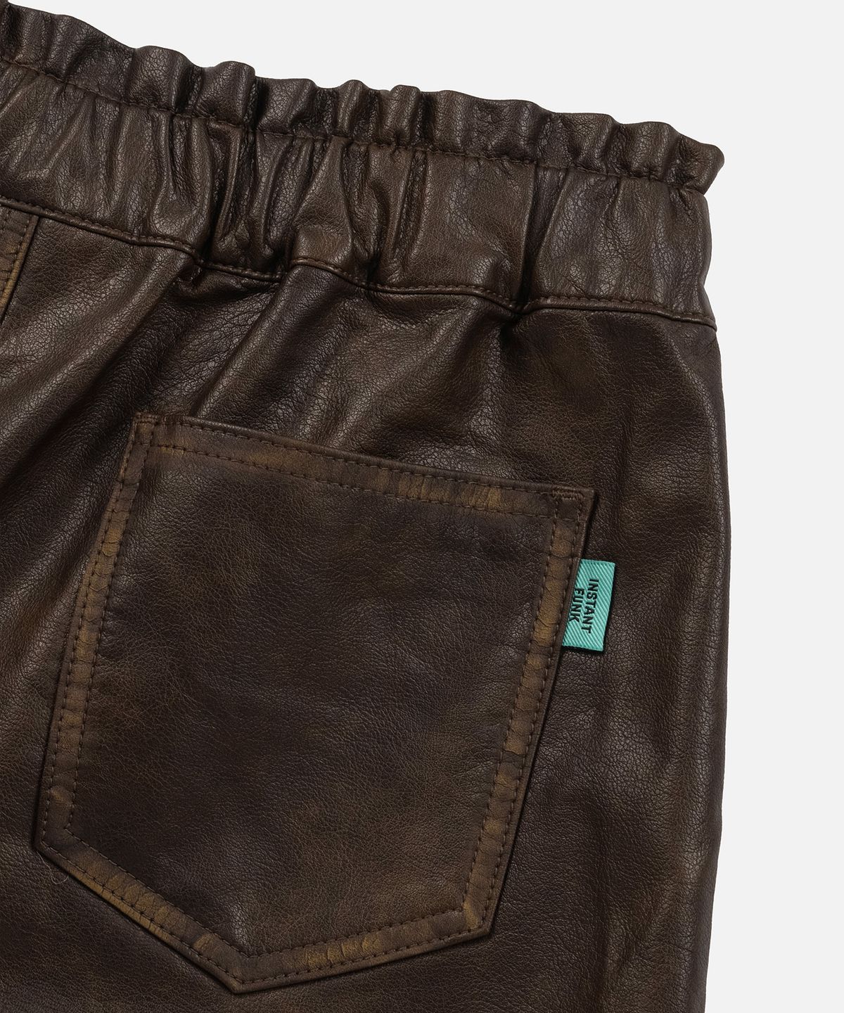 인스턴트펑크(INSTANTFUNK) WASHED FAUX LEATHER SHORTS - BROWN