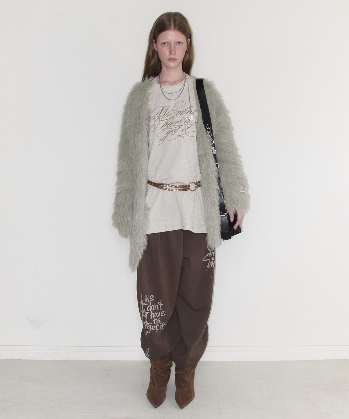 인스턴트펑크(INSTANTFUNK) OVERSIZED FEATHER YARN LONG CARDIGAN - GREY